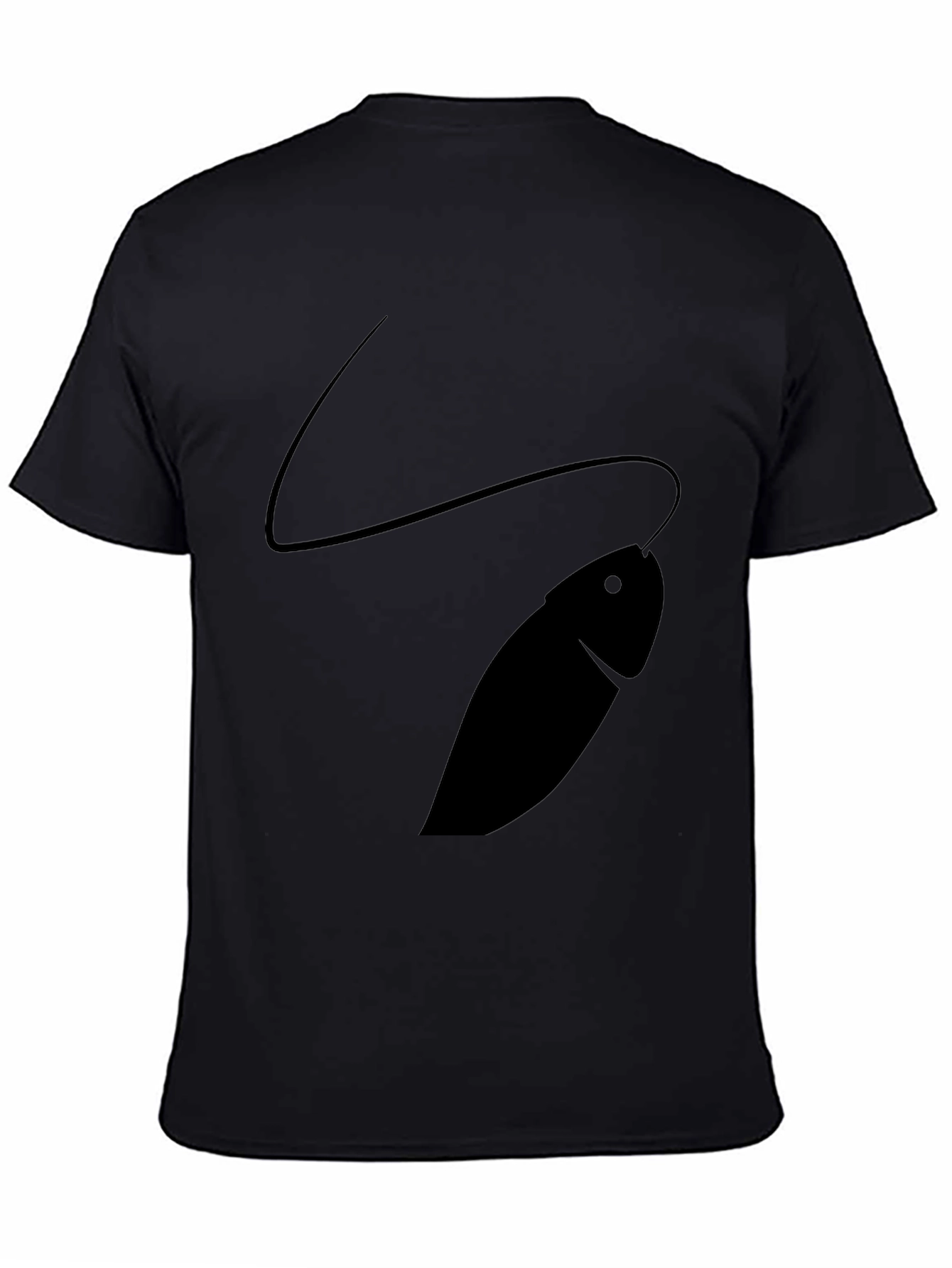 Mens Black T-Shirt with Fish Design