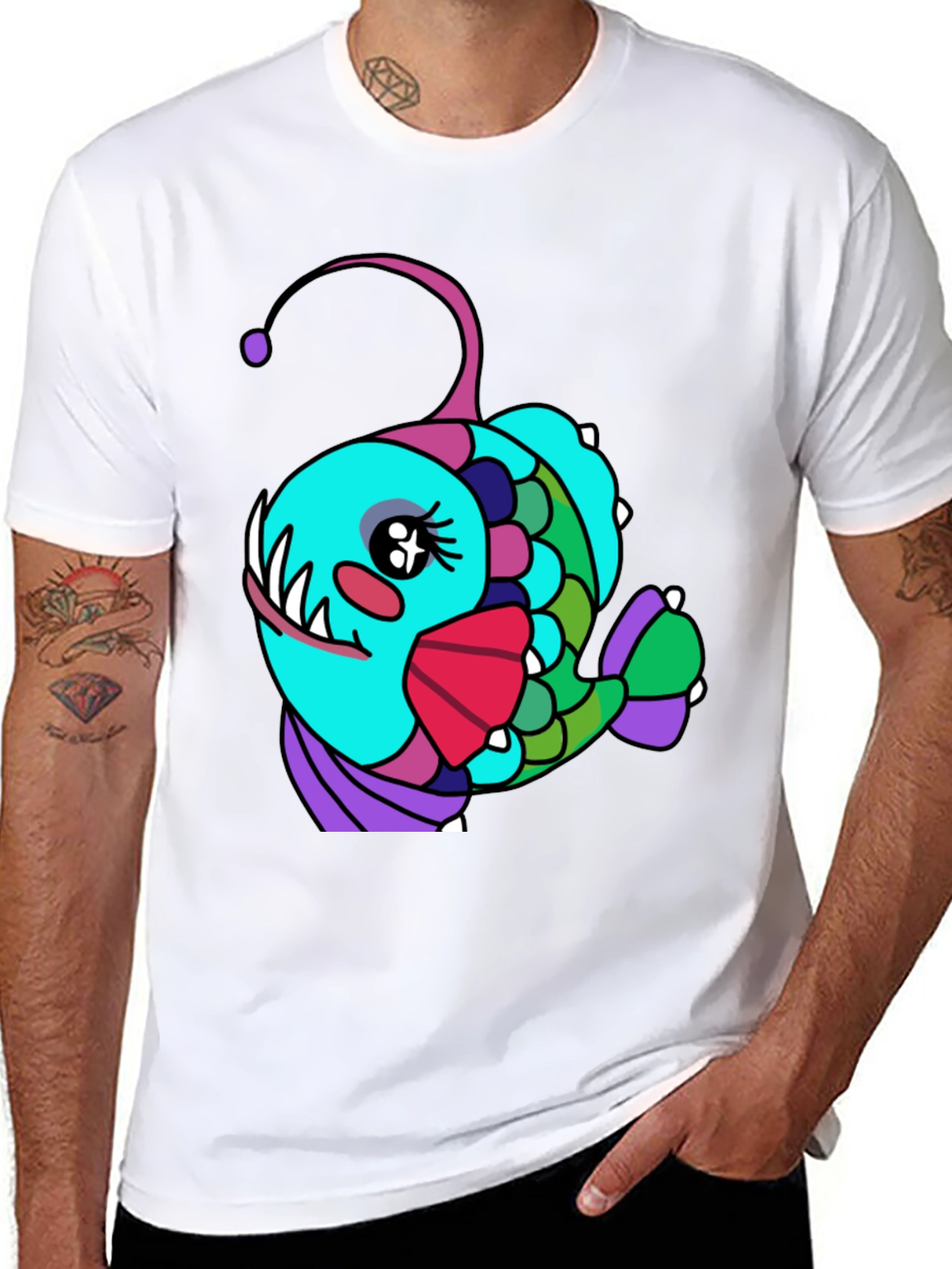 Anglerfish Cartoon T-Shirt - Unique Graphic Tee