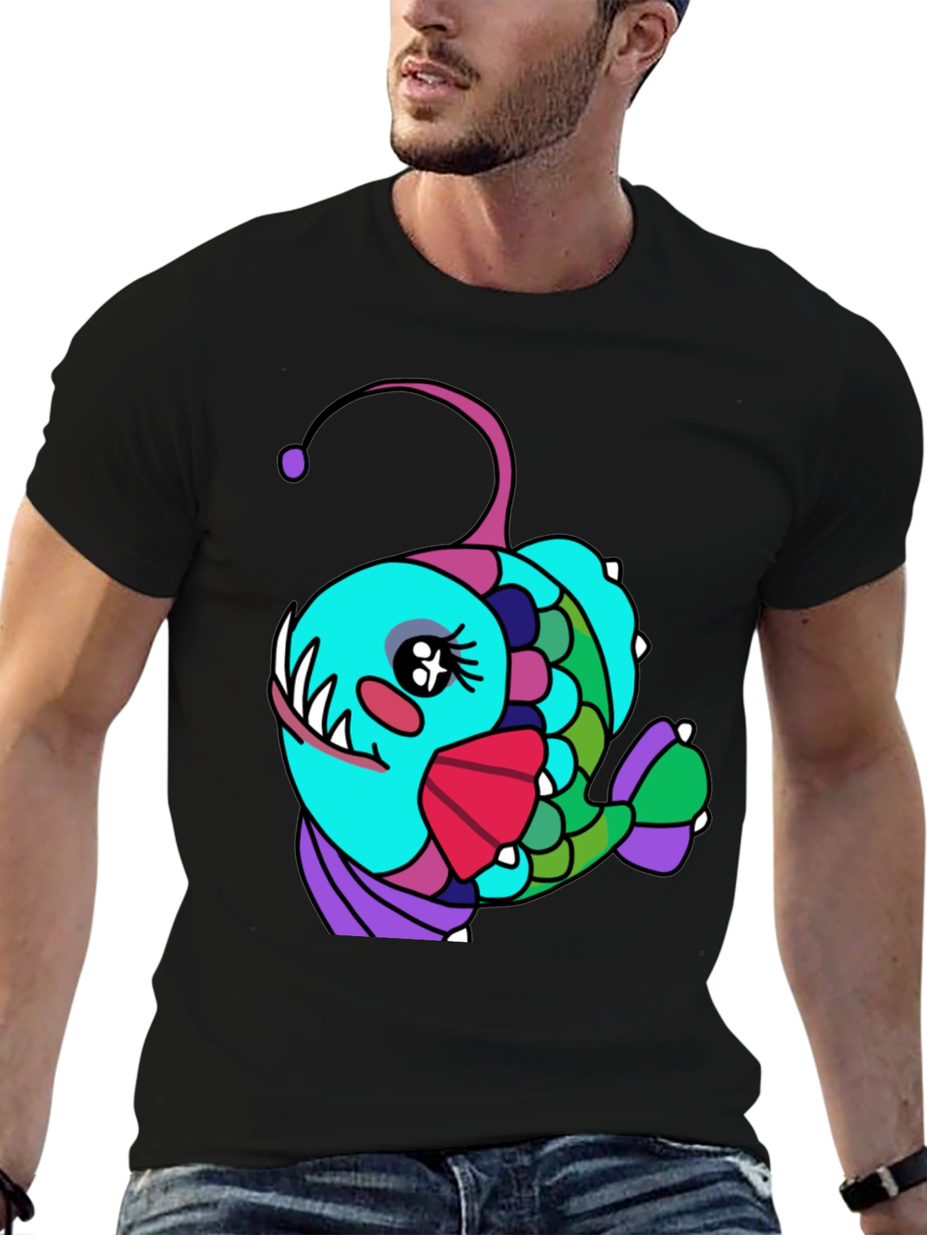 Anglerfish Cartoon T-Shirt - Unique Graphic Tee