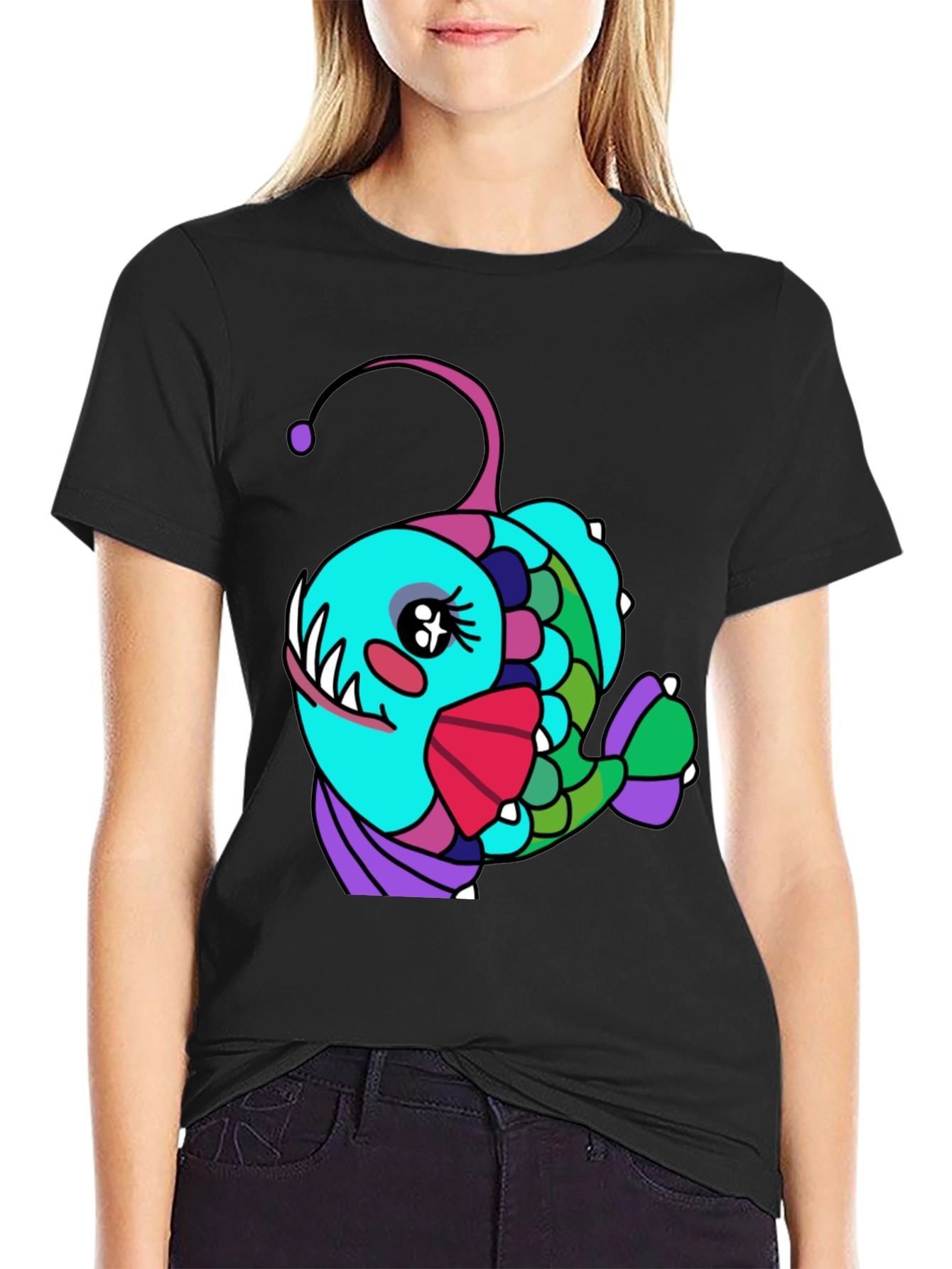 Anglerfish Cartoon T-Shirt - Unique Graphic Tee