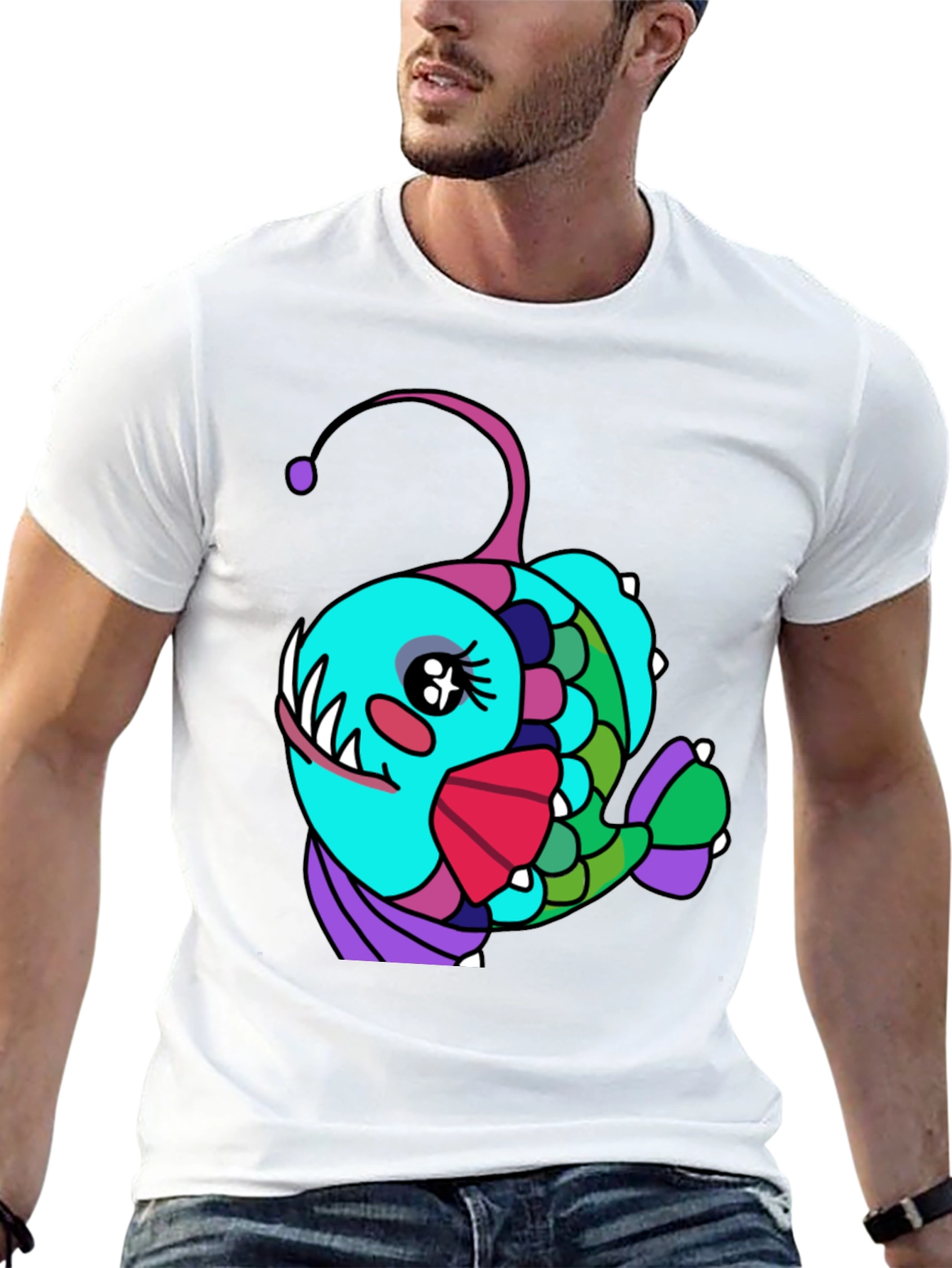 Anglerfish Cartoon T-Shirt - Unique Graphic Tee