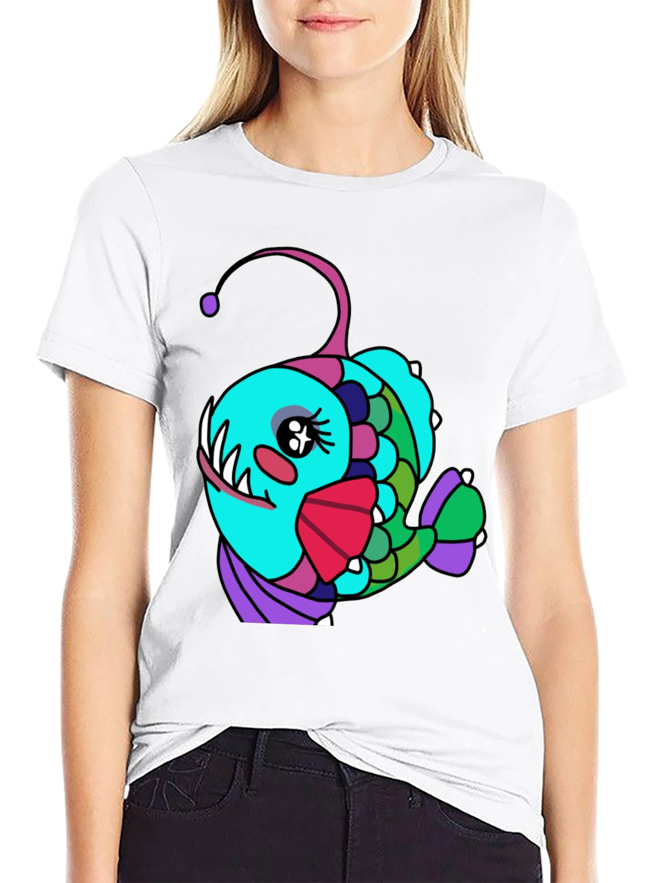 Anglerfish Cartoon T-Shirt - Unique Graphic Tee