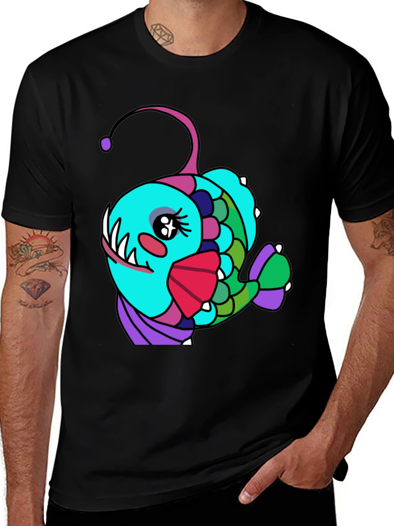 Anglerfish Cartoon T-Shirt - Unique Graphic Tee