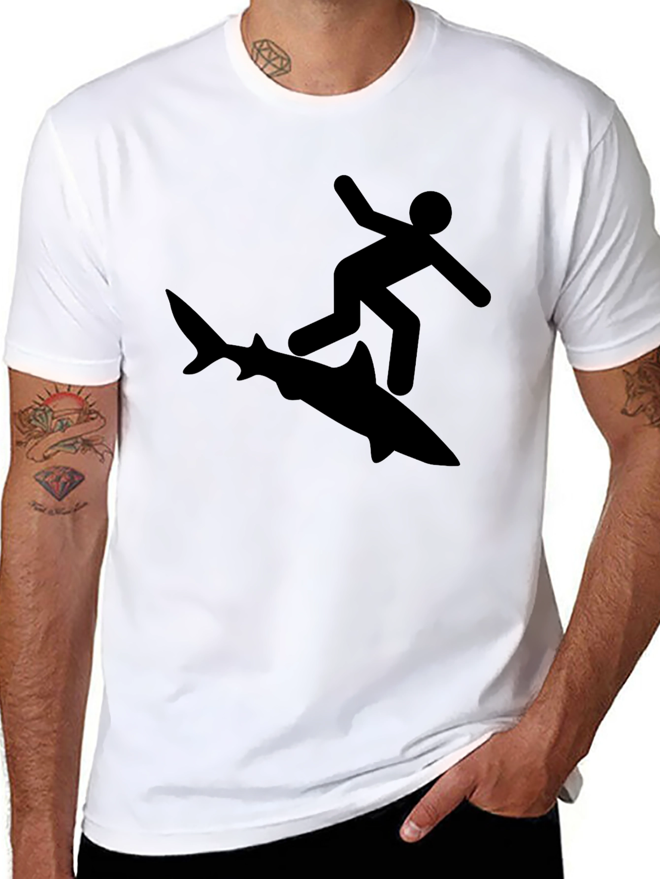Shark Surfer Black Graphic Tee