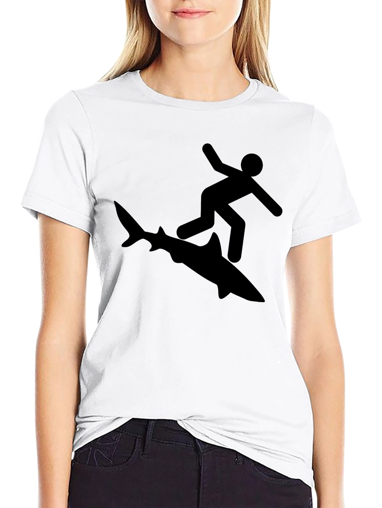 Shark Surfer Black Graphic Tee