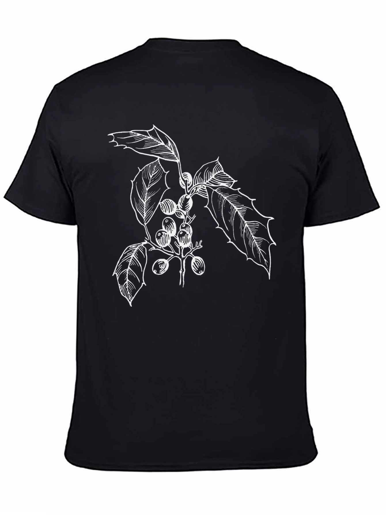 Botanical Berry Print Black T-Shirt