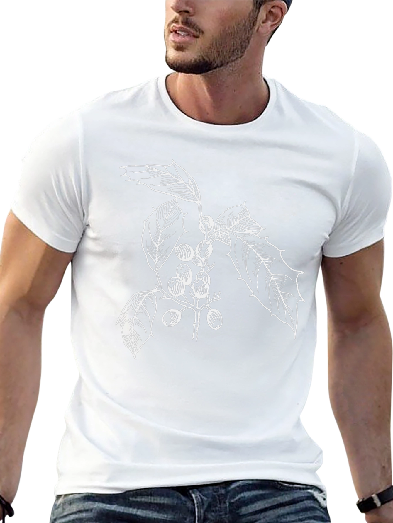 Botanical Berry Print Black T-Shirt