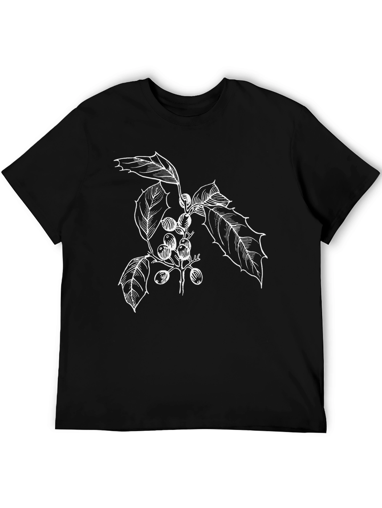Botanical Berry Print Black T-Shirt
