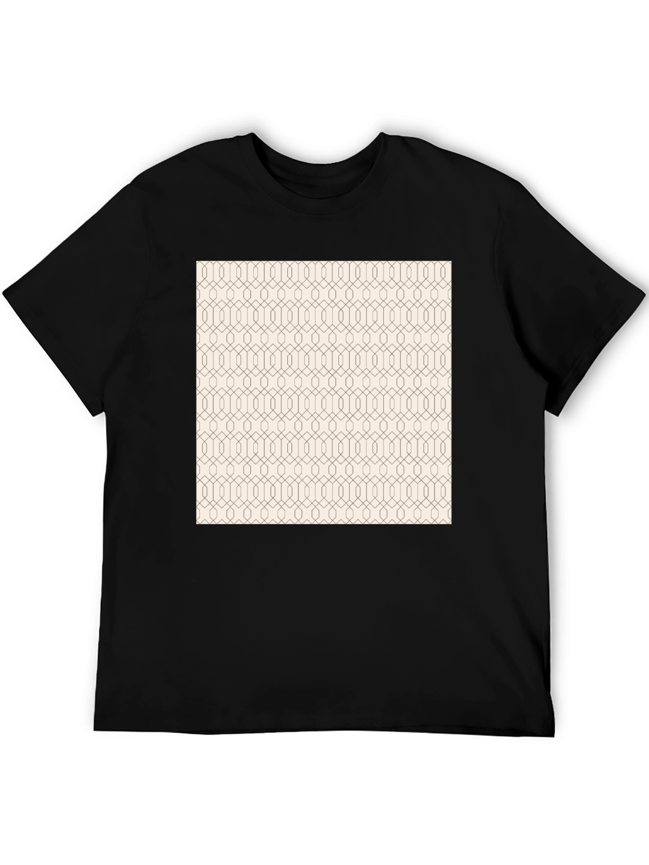 Modern Geometric Pattern Print Black T-Shirt