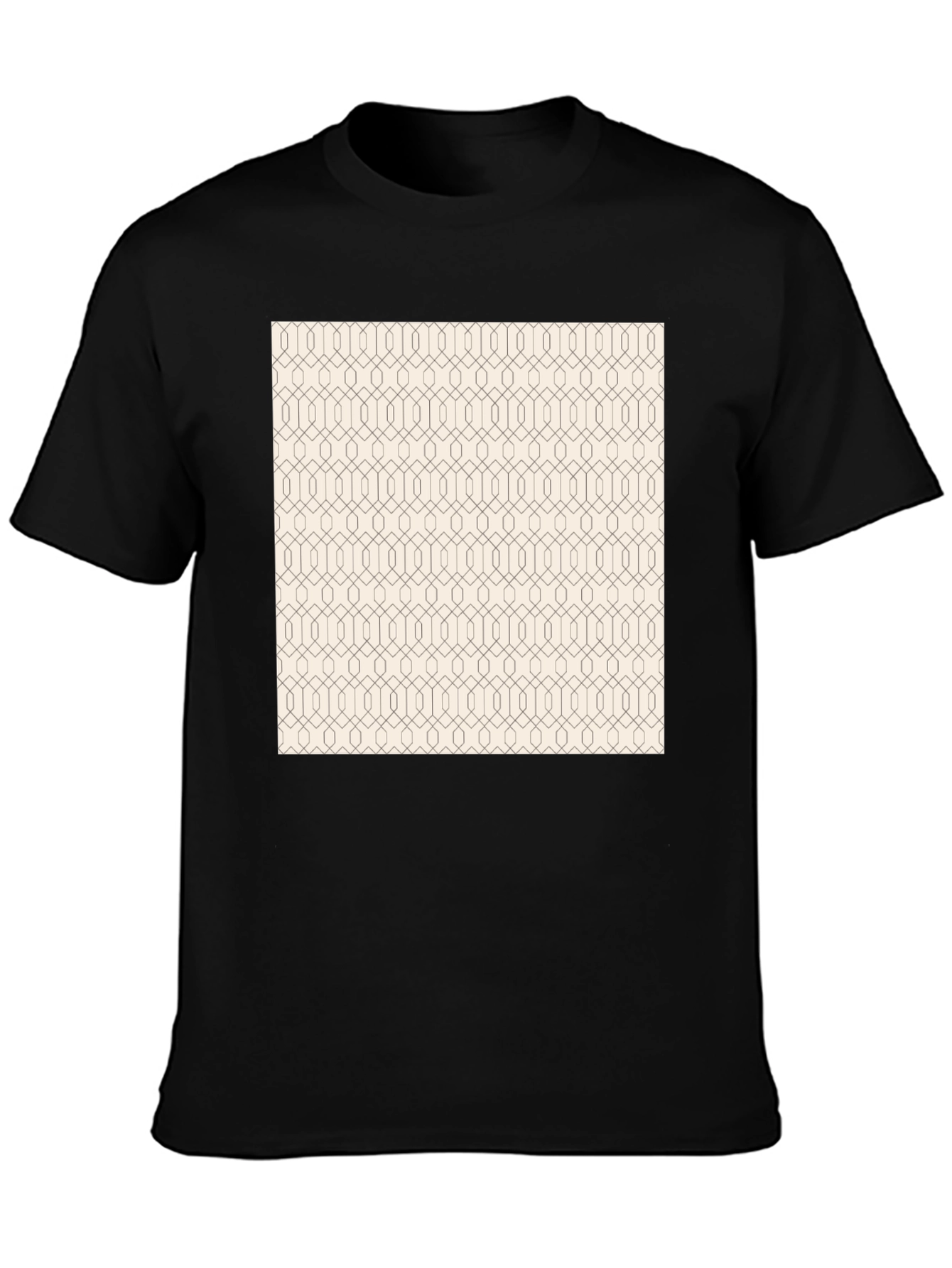 Modern Geometric Pattern Print Black T-Shirt