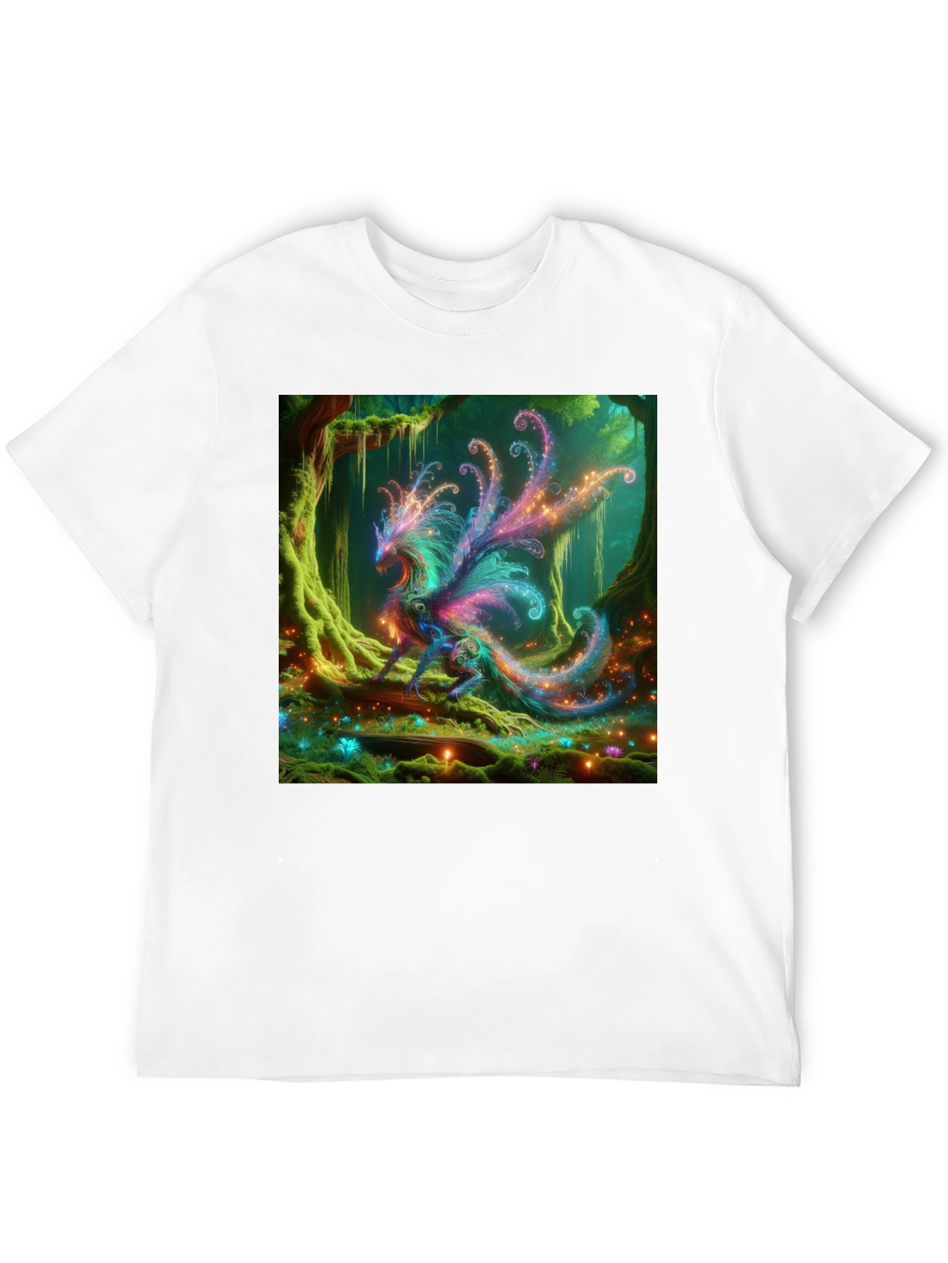 Enchanted Forest Dragon Graphic Tee - Black