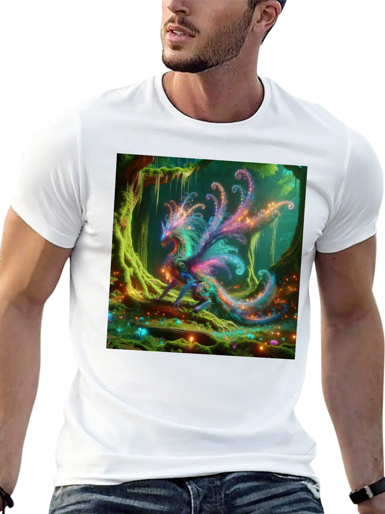 Enchanted Forest Dragon Graphic Tee - Black
