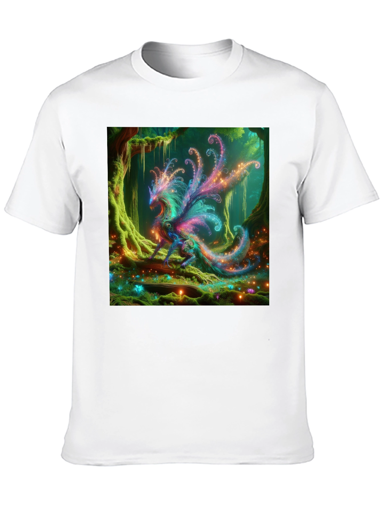 Enchanted Forest Dragon Graphic Tee - Black