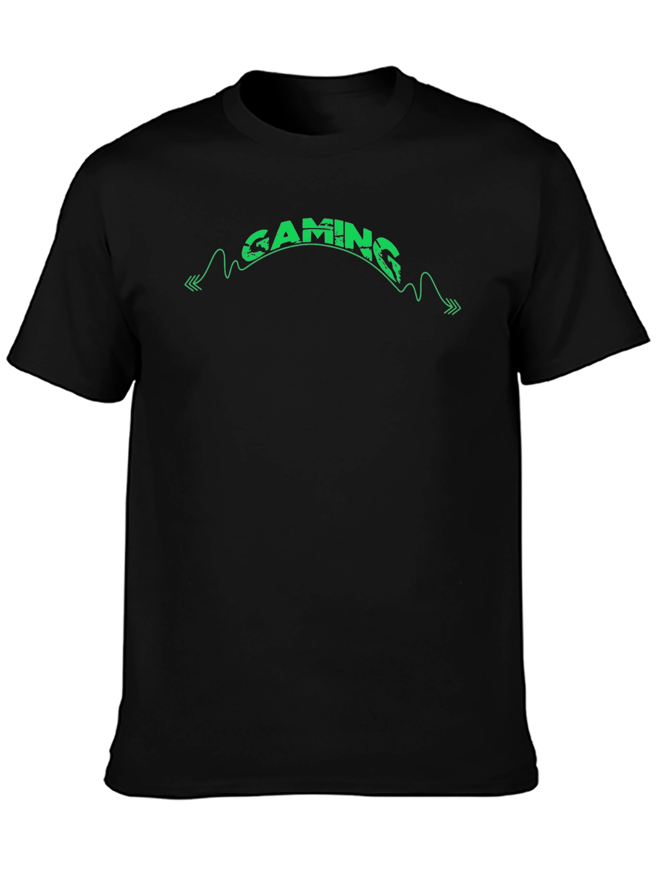Gaming Graphic Tee - Black Crewneck Cotton Shirt