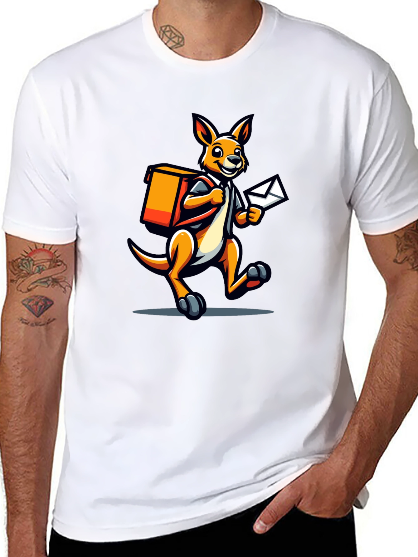 Kangaroo Postman Graphic Tee - Novelty T-Shirt