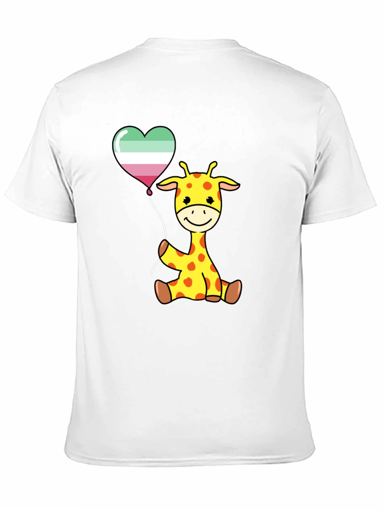 Cute Giraffe with Aro Balloon Black T-Shirt