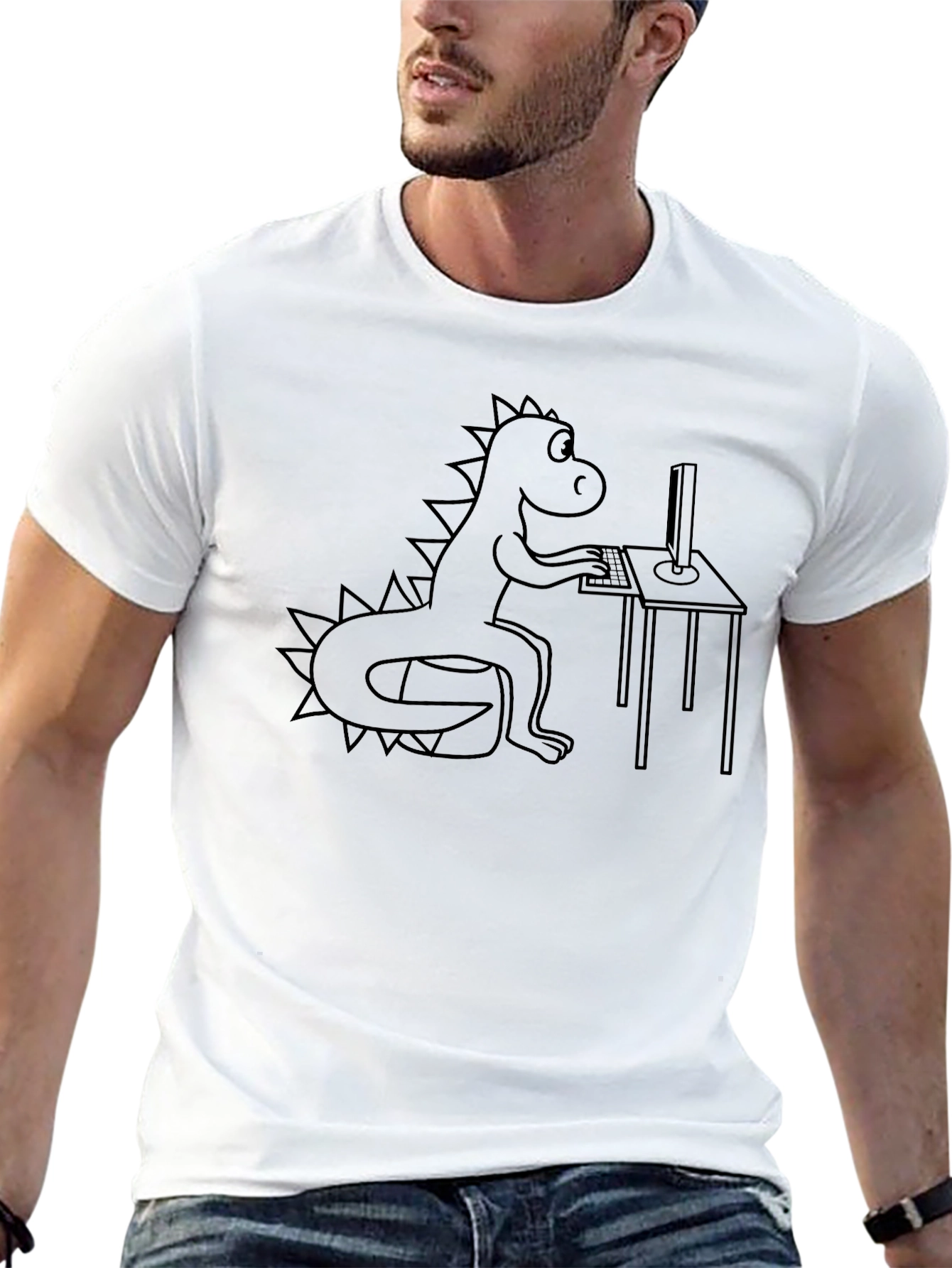Dino Coder T-Shirt - Black Cotton Graphic Tee