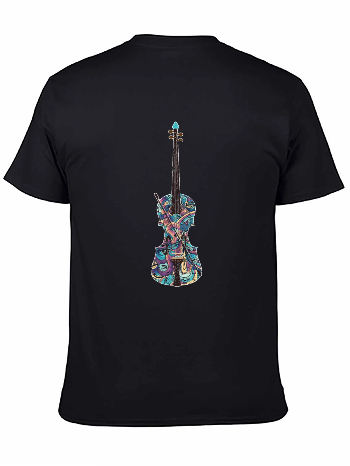 Violin Graphic Black T-Shirt - Music Lover Tee