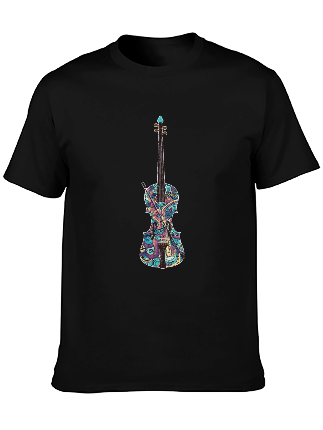 Violin Graphic Black T-Shirt - Music Lover Tee