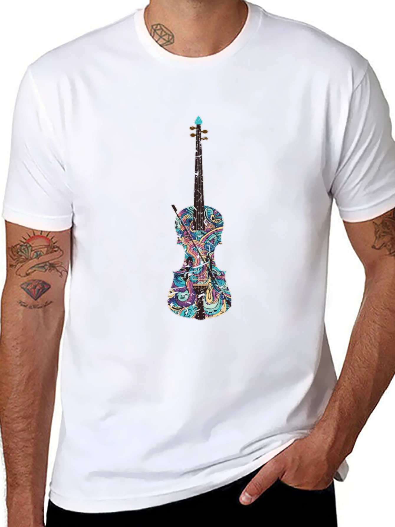 Violin Graphic Black T-Shirt - Music Lover Tee