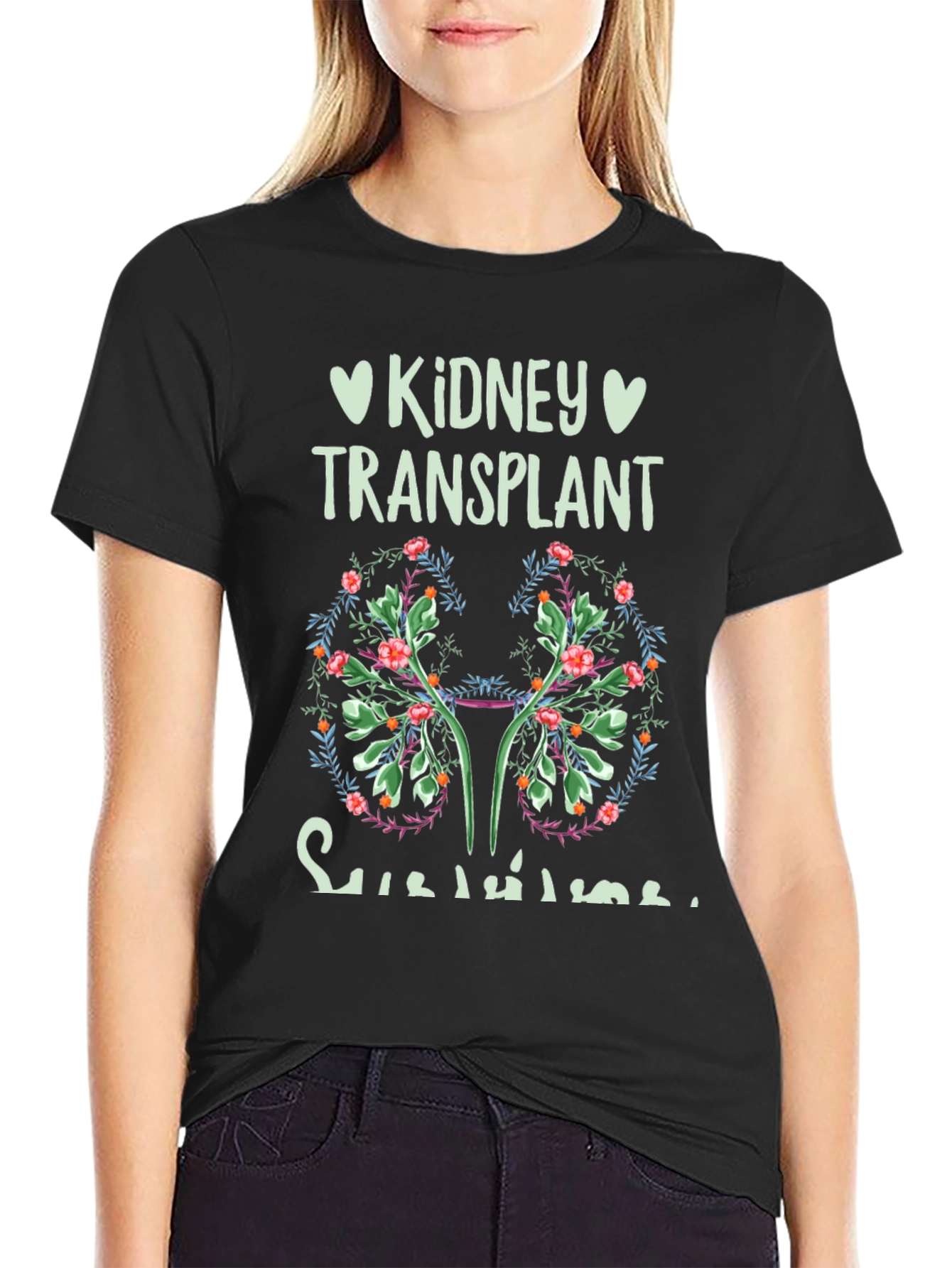 Kidney Transplant Survivor Floral T-Shirt