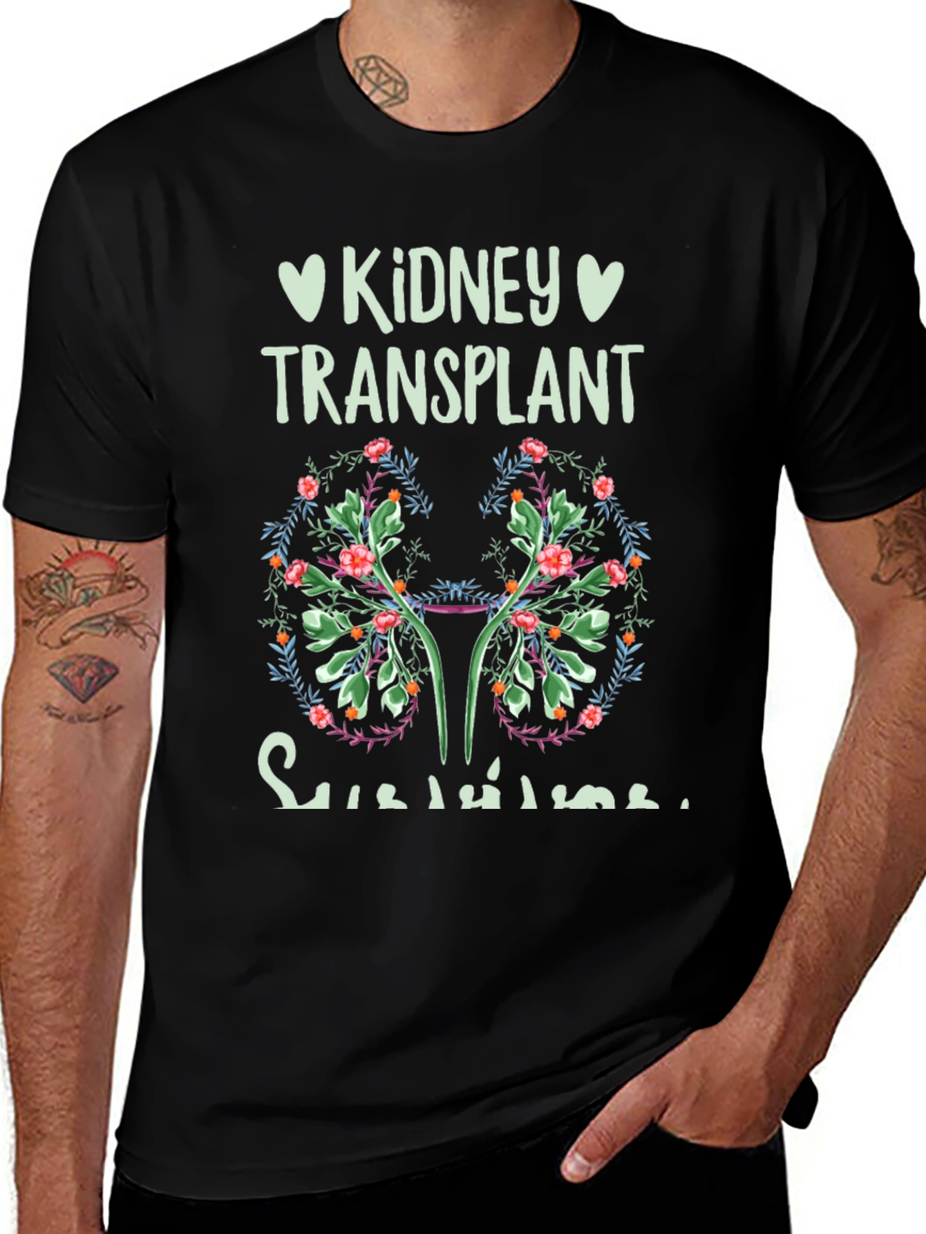 Kidney Transplant Survivor Floral T-Shirt