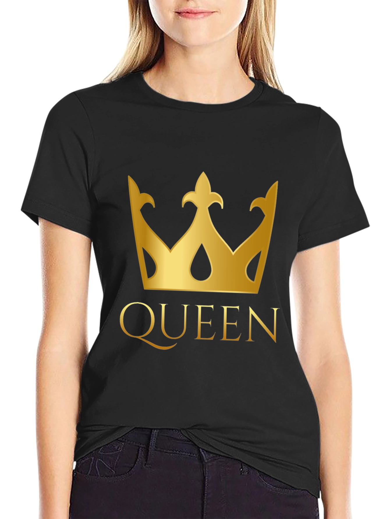 Queen Crown Graphic T-Shirt - Black