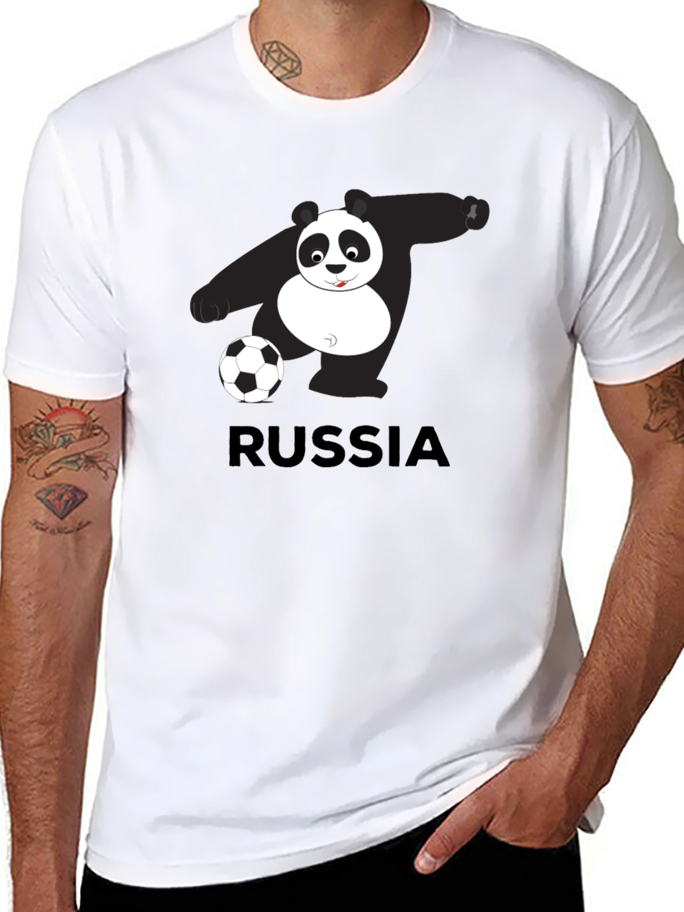 Russia Panda Soccer Graphic Tee