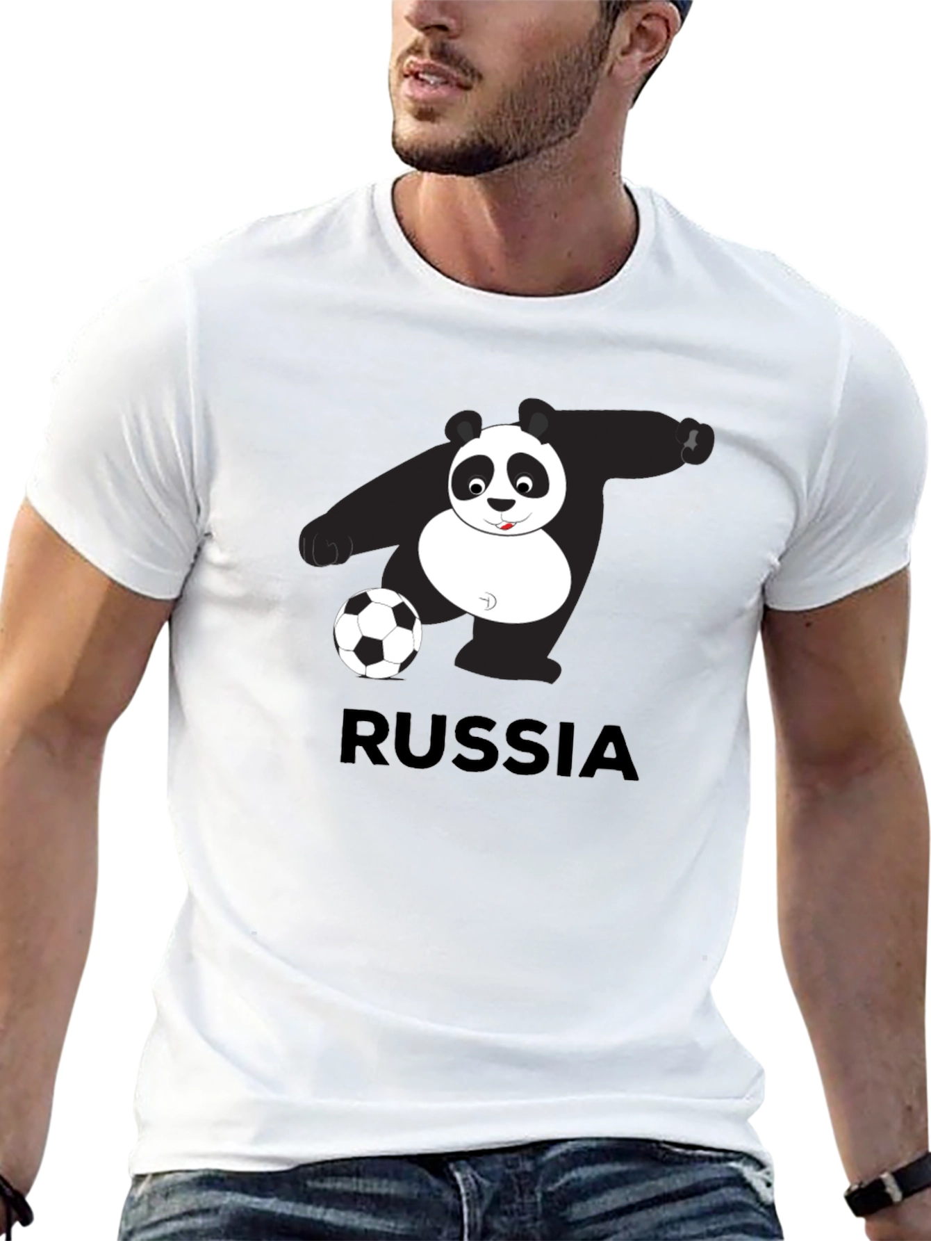 Russia Panda Soccer Graphic Tee