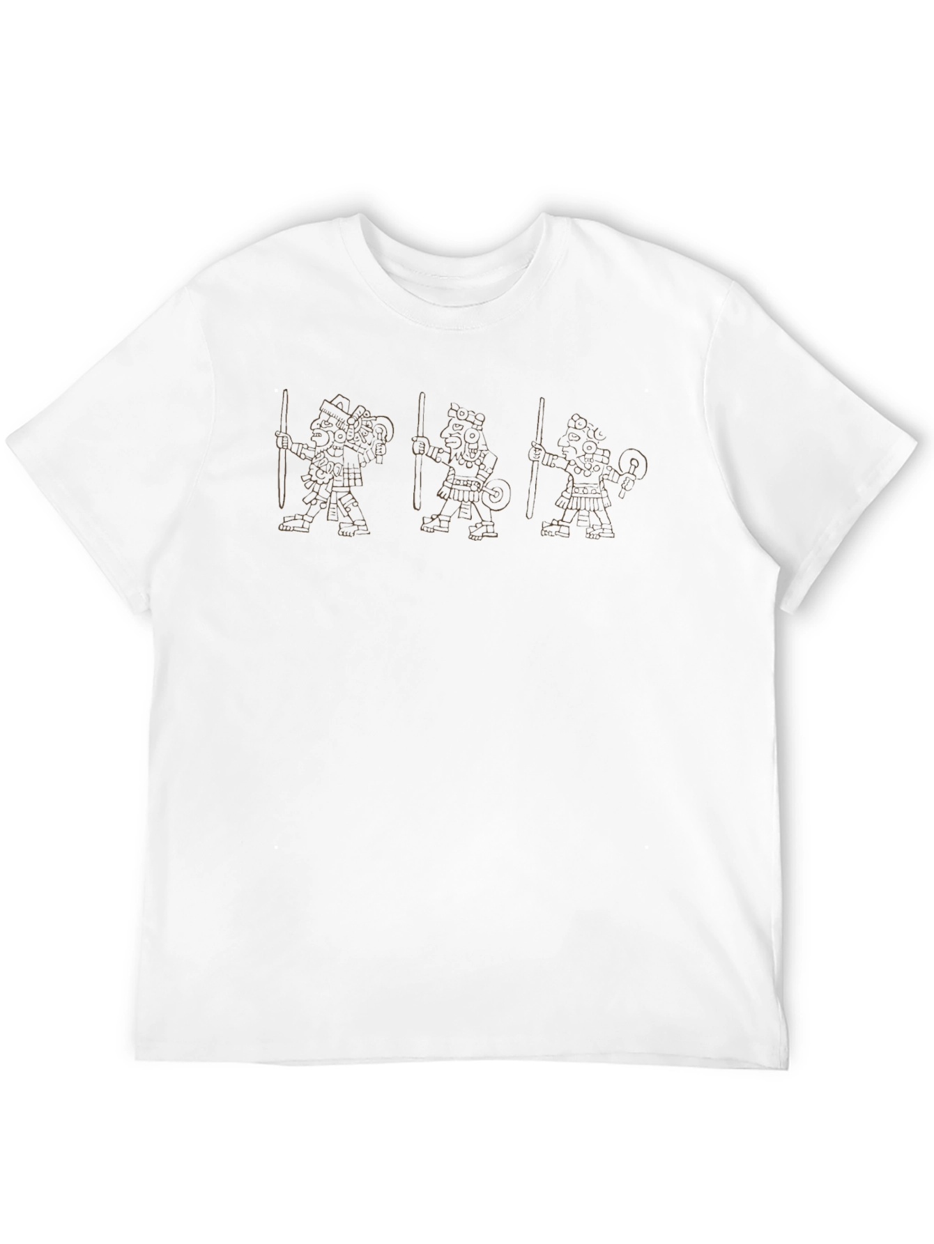 Aztec Warrior Graphic Print Crew Neck T-Shirt