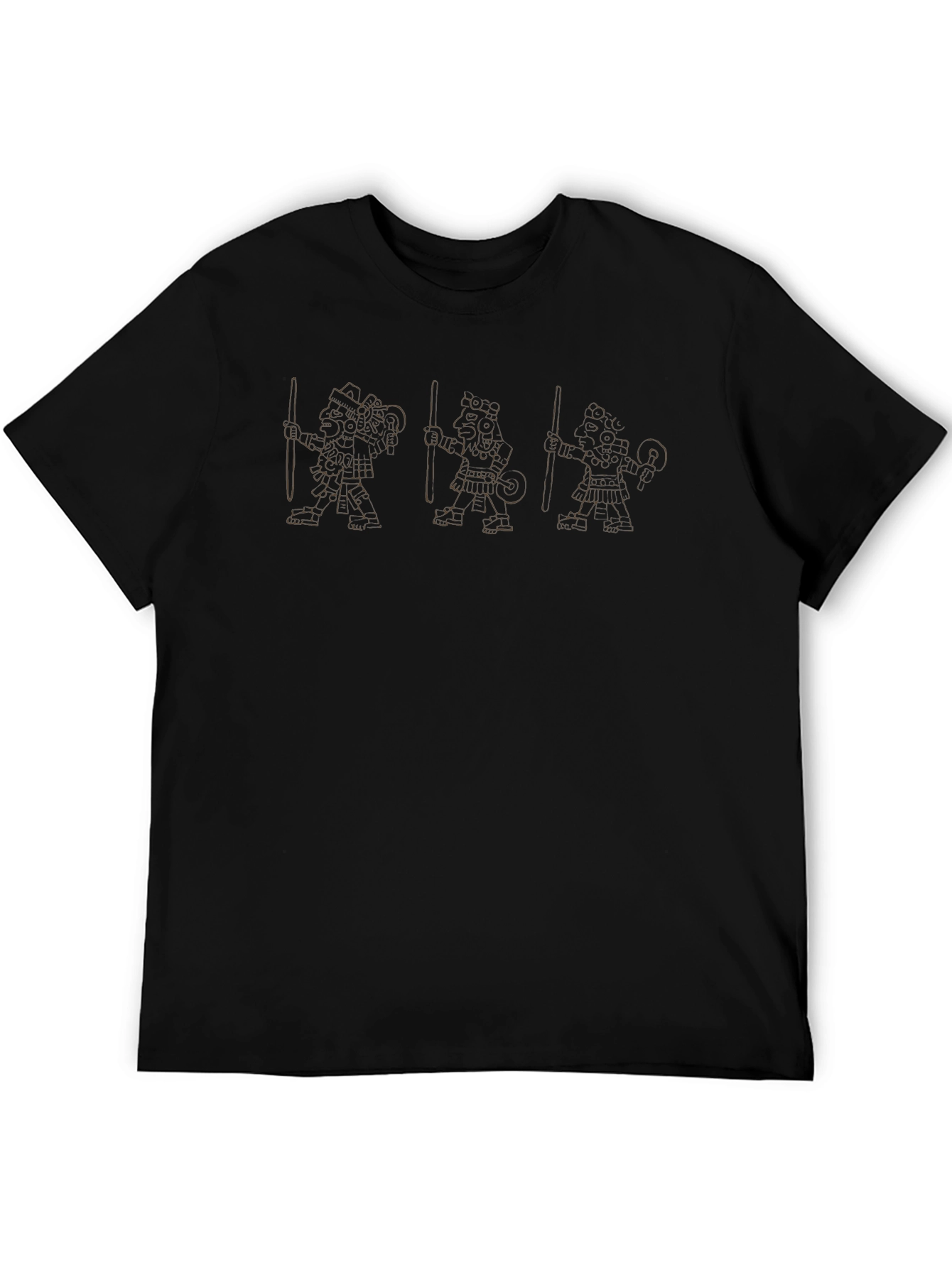 Aztec Warrior Graphic Print Crew Neck T-Shirt