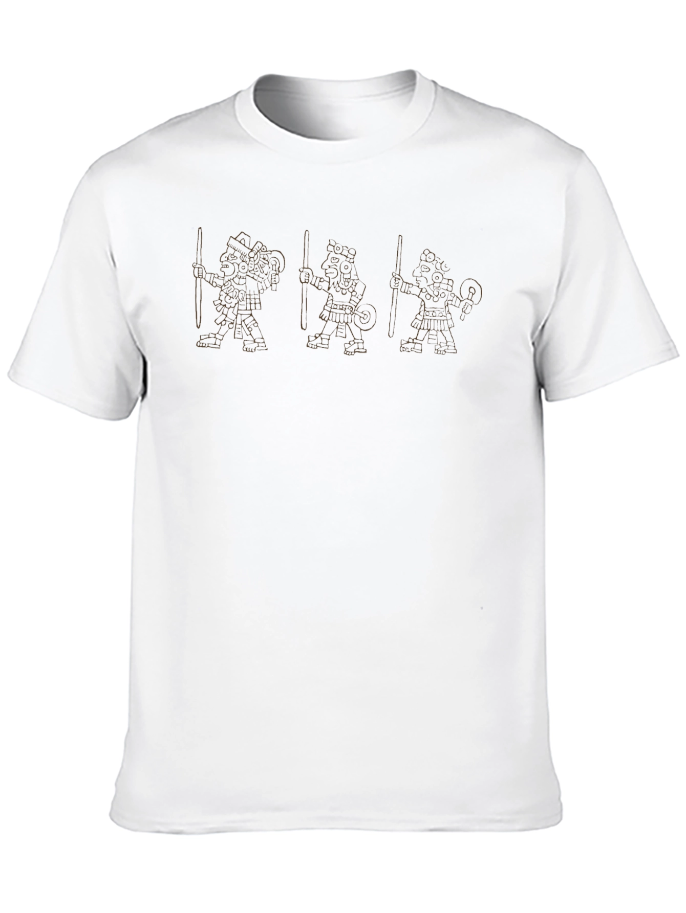 Aztec Warrior Graphic Print Crew Neck T-Shirt