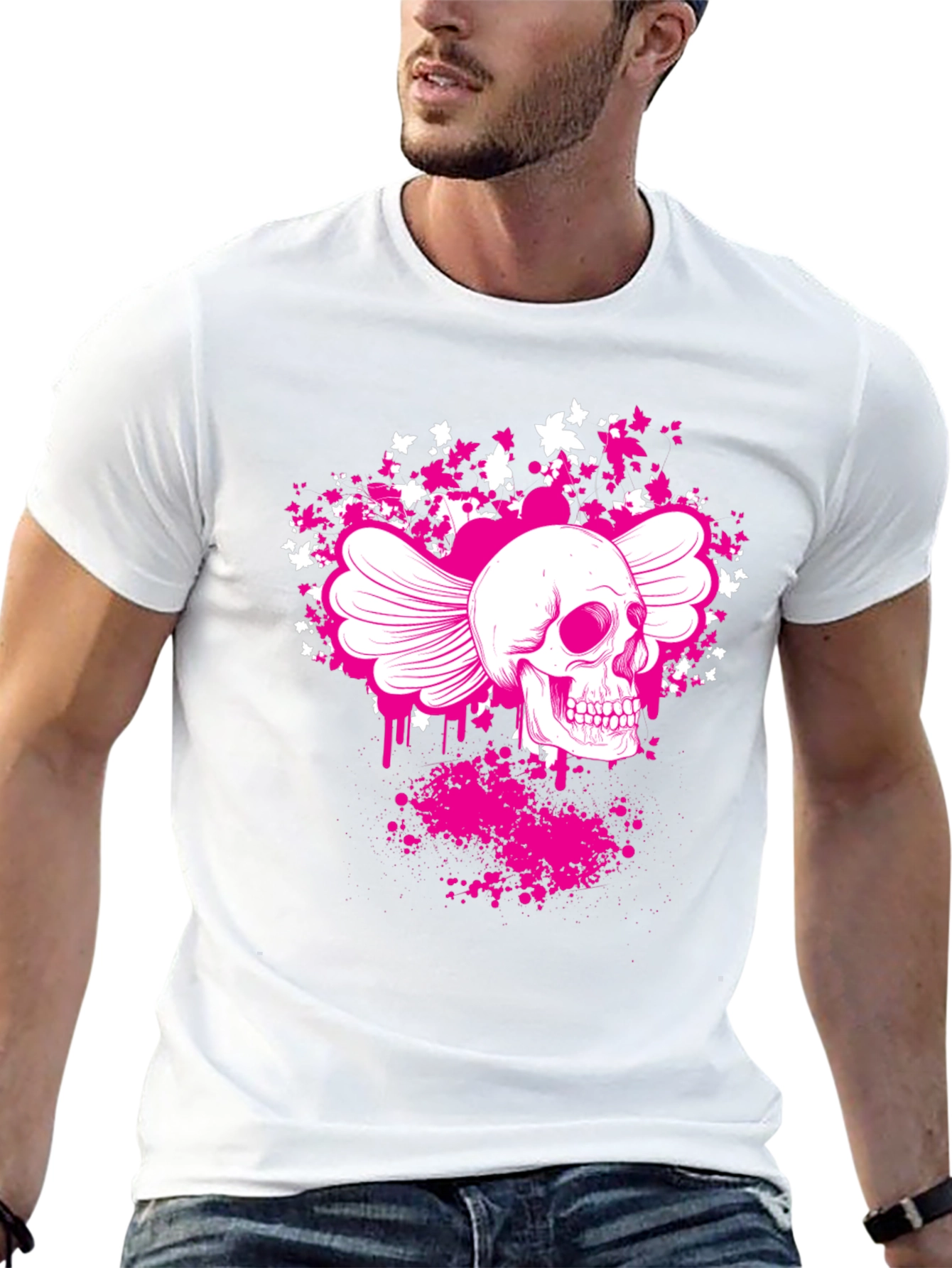 Winged Skull Graphic T-Shirt - Black