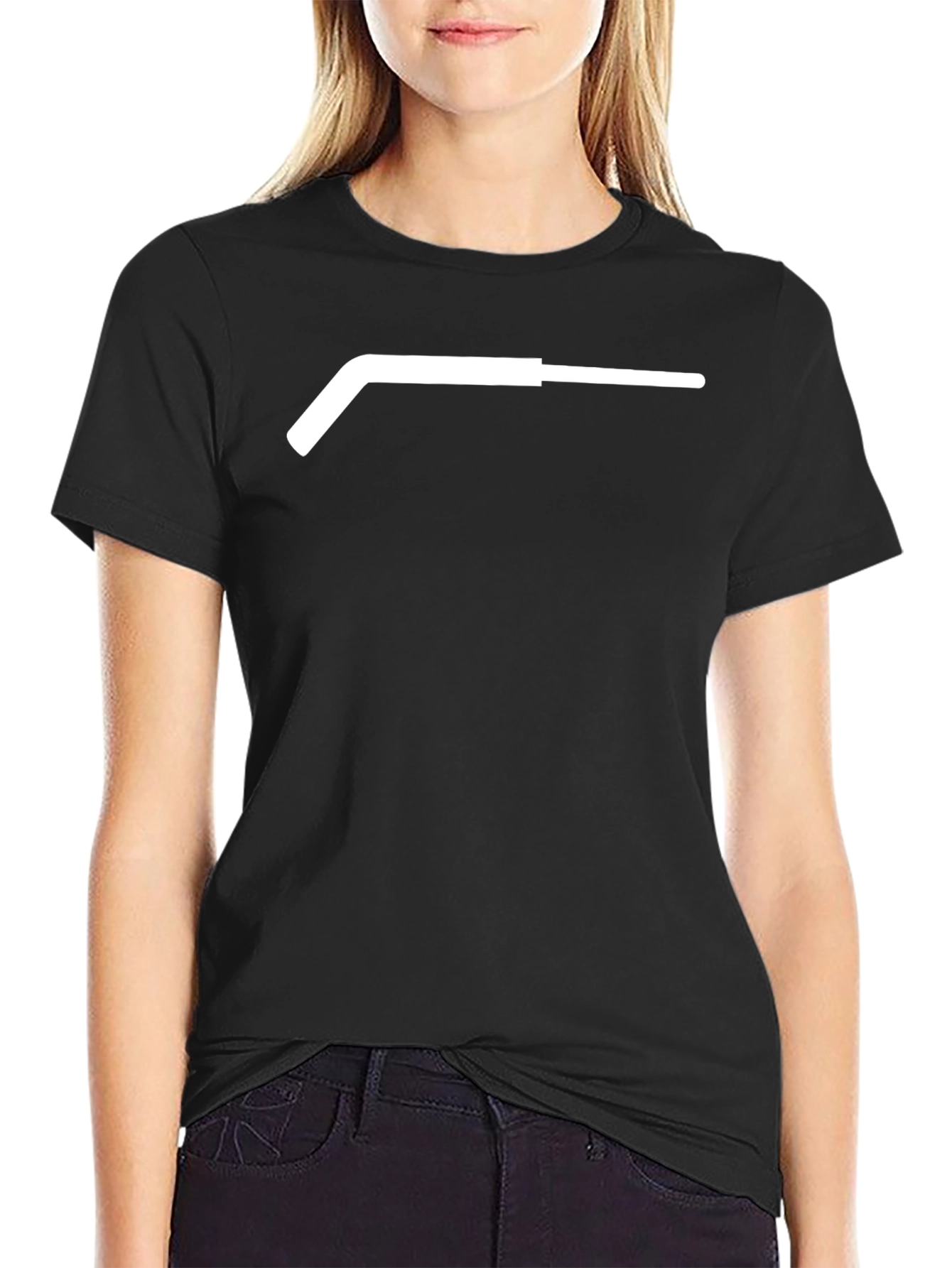 Minimalist Hockey Stick Graphic T-Shirt - Black