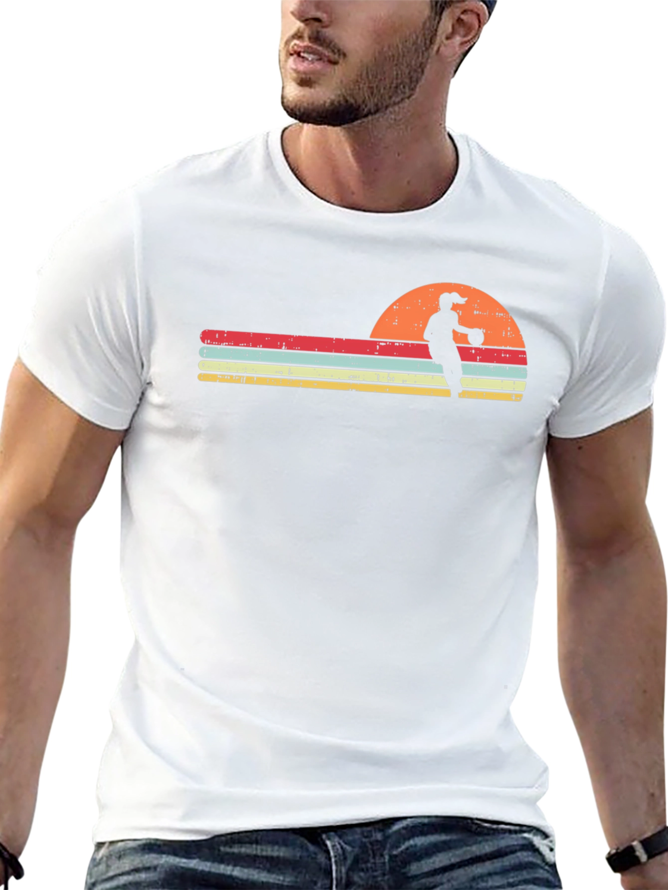 Retro Sunset Volleyball Player T-Shirt