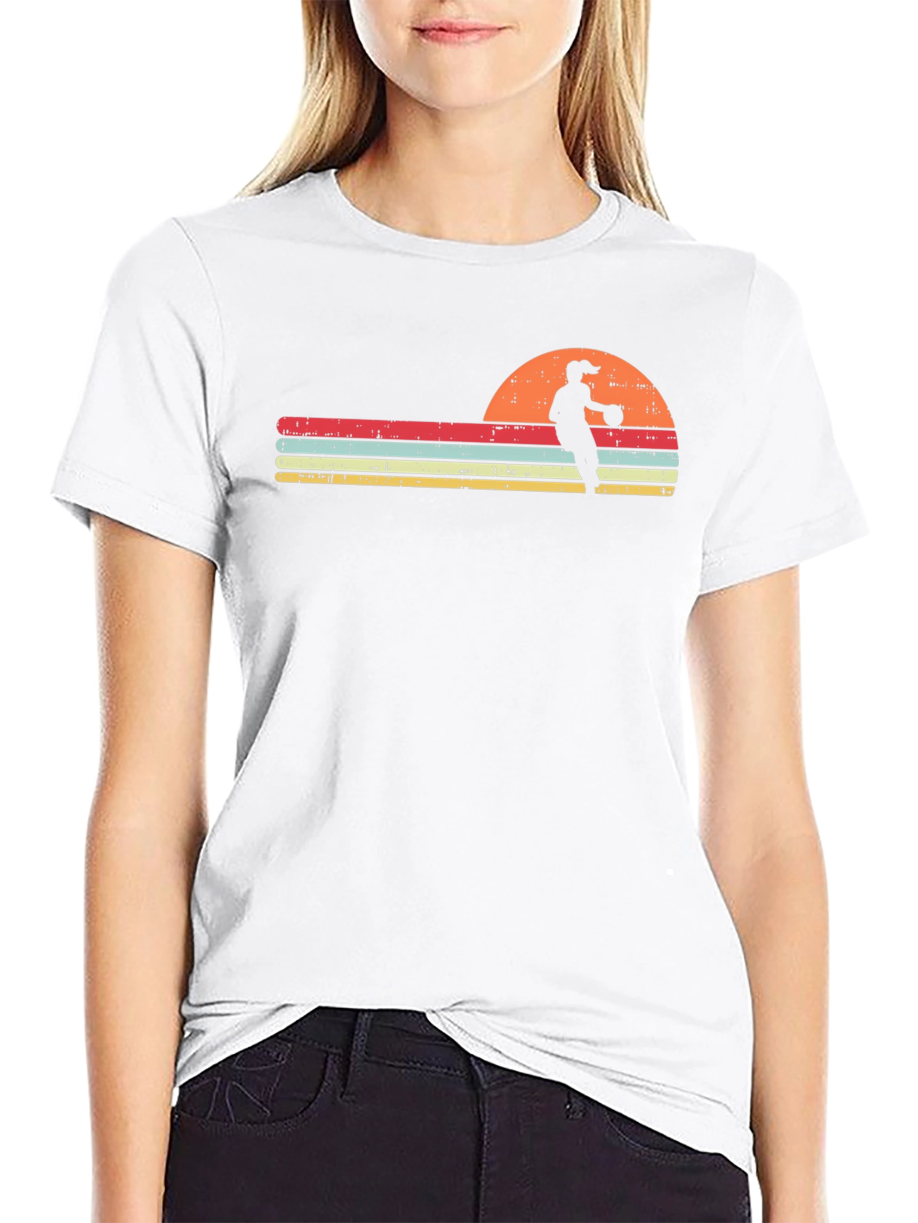 Retro Sunset Volleyball Player T-Shirt