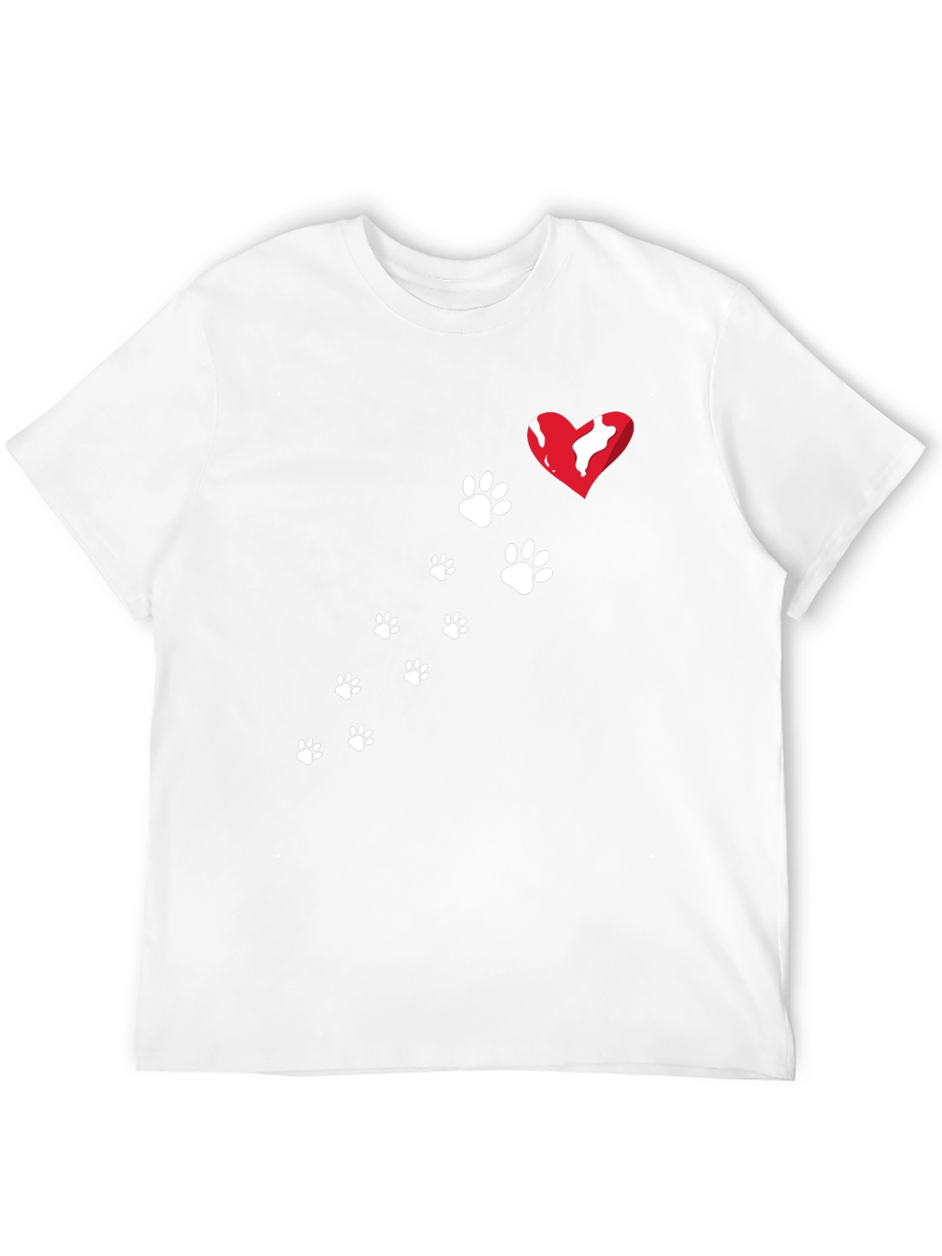 Paw Print Heart T-Shirt - Black