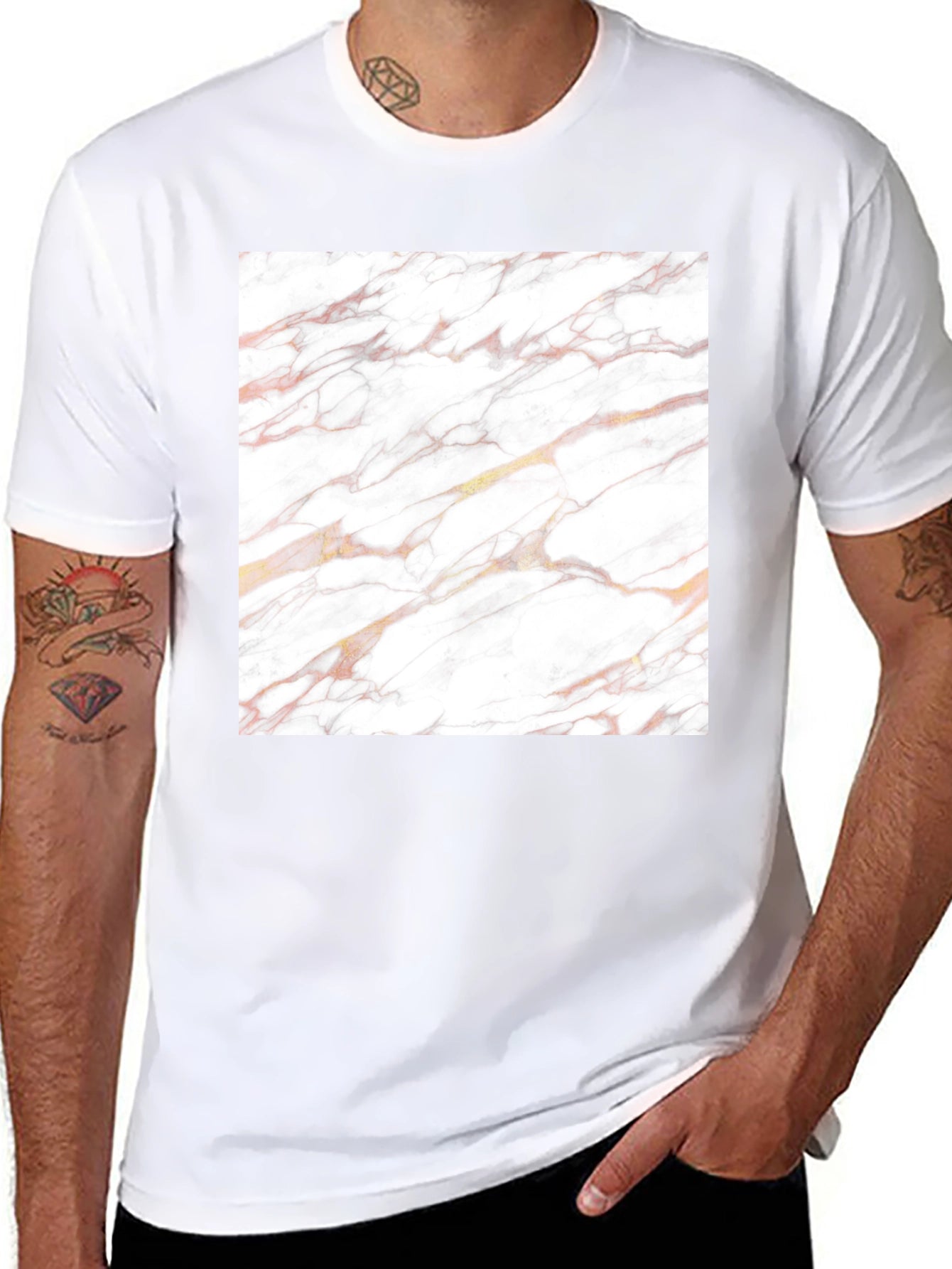 Marble Texture Graphic Black Tee