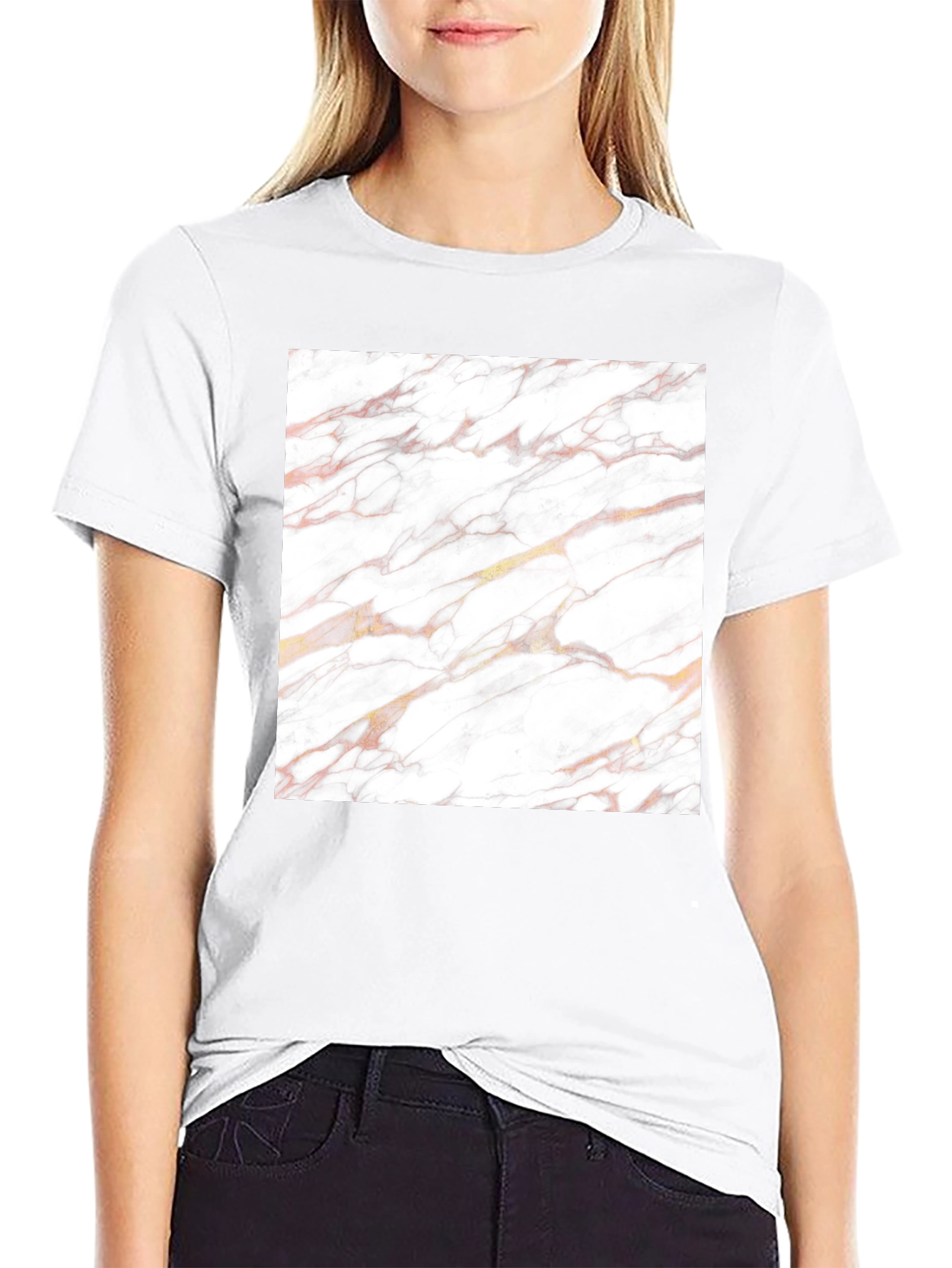 Marble Texture Graphic Black Tee