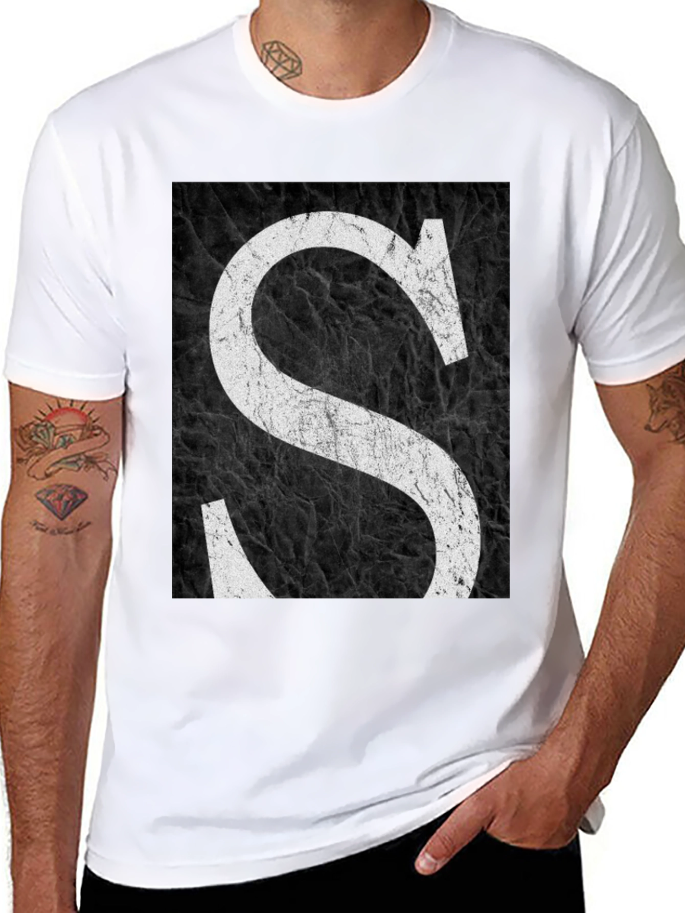 Letter S Black Grunge Tee