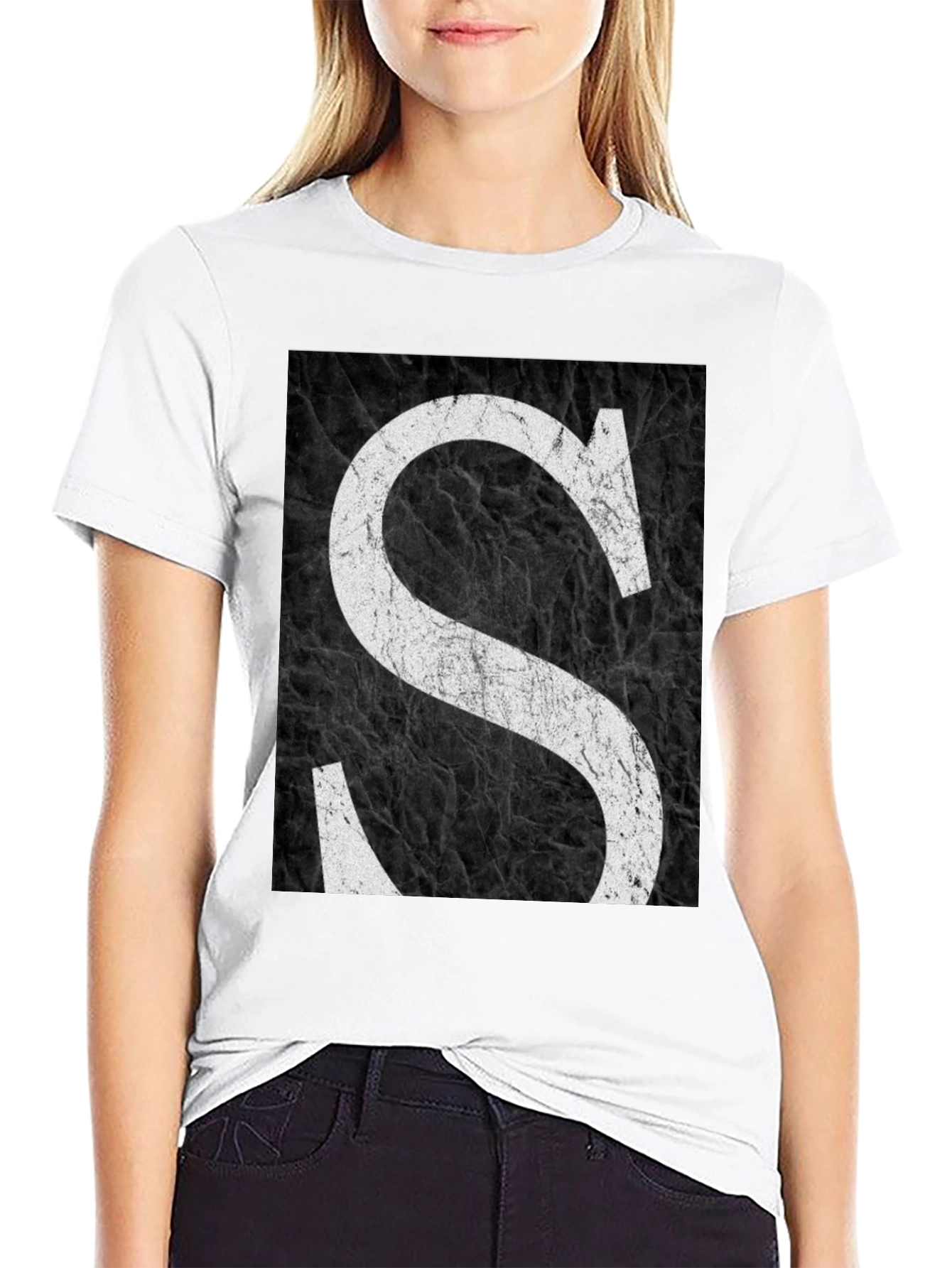 Letter S Black Grunge Tee