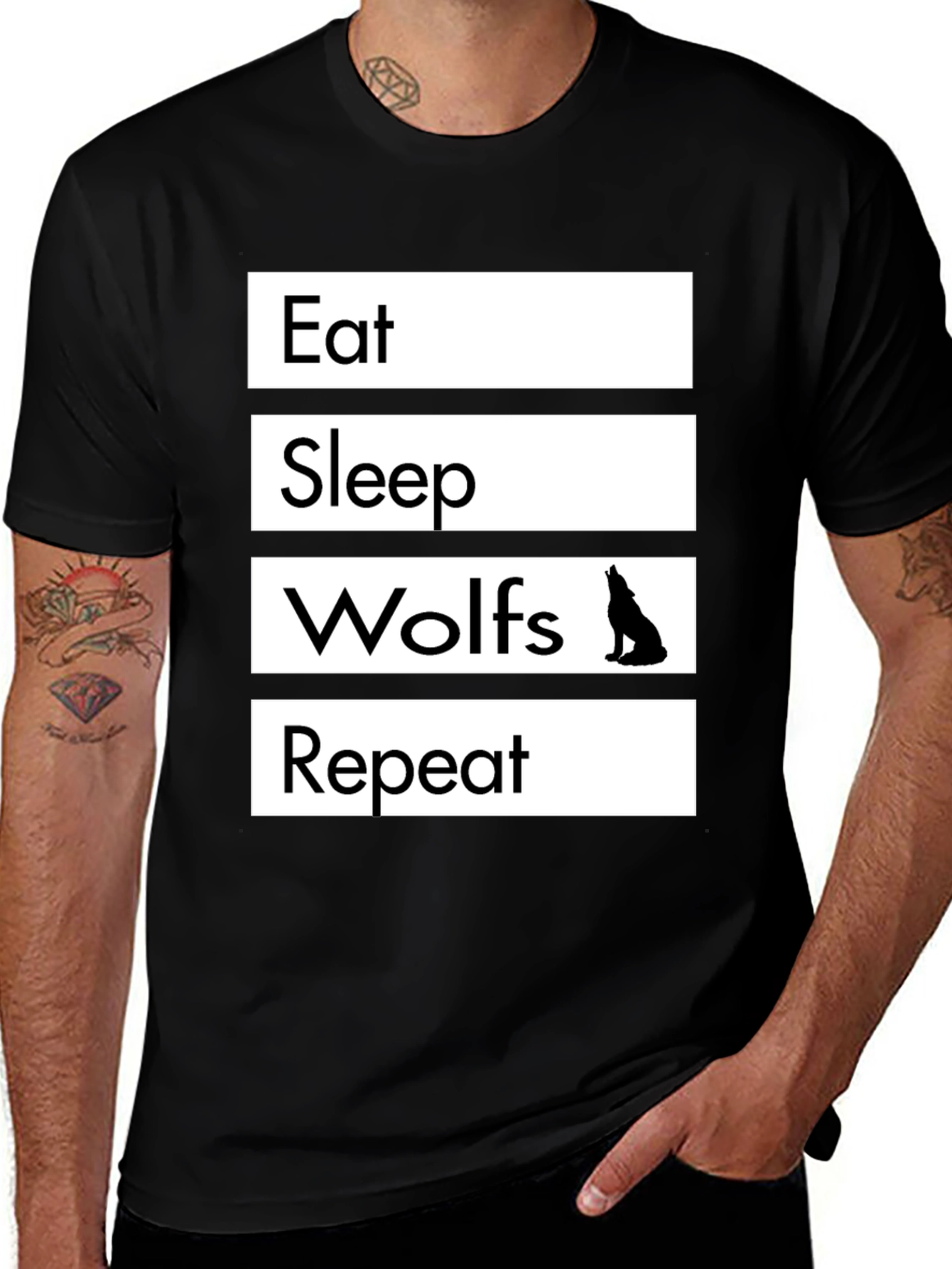 Eat Sleep Wolves Repeat T-Shirt - Wolf Lover Tee