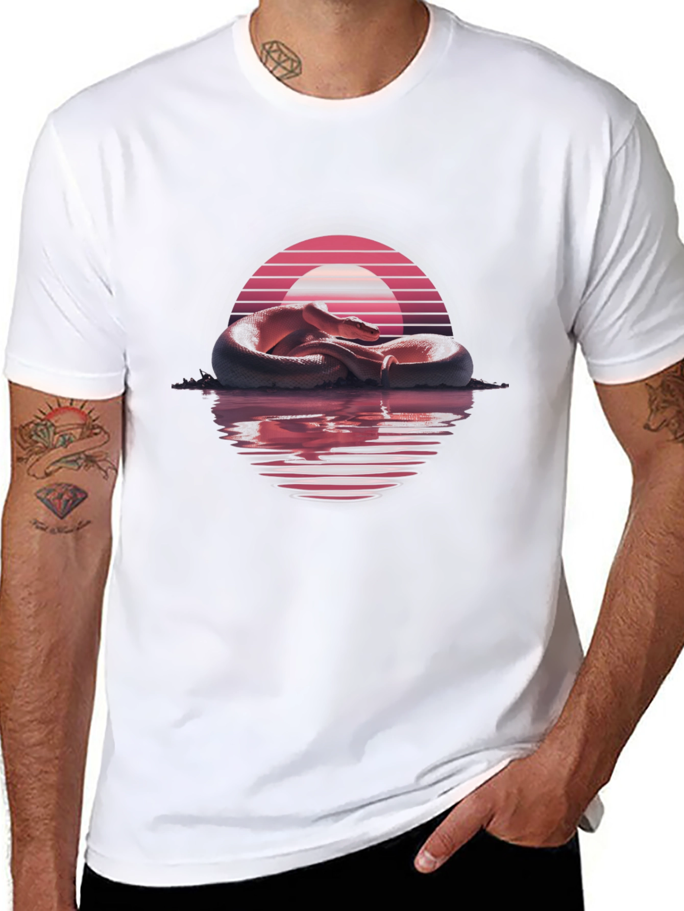 Synthwave Snake Graphic Tee - Retro Serpent T-Shirt