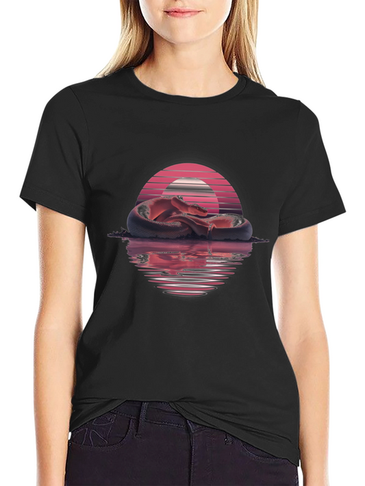 Synthwave Snake Graphic Tee - Retro Serpent T-Shirt