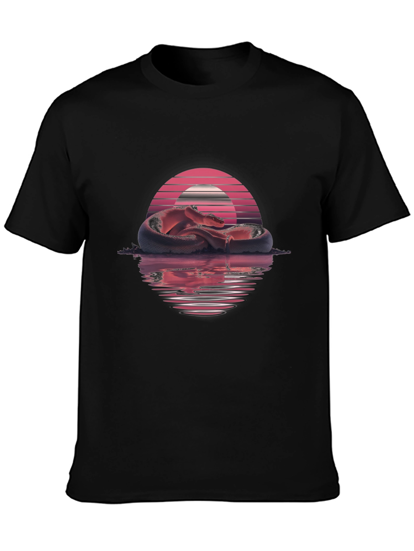 Synthwave Snake Graphic Tee - Retro Serpent T-Shirt