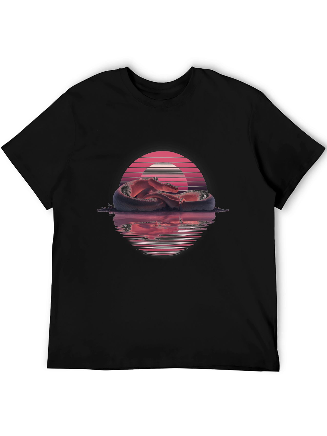 Synthwave Snake Graphic Tee - Retro Serpent T-Shirt