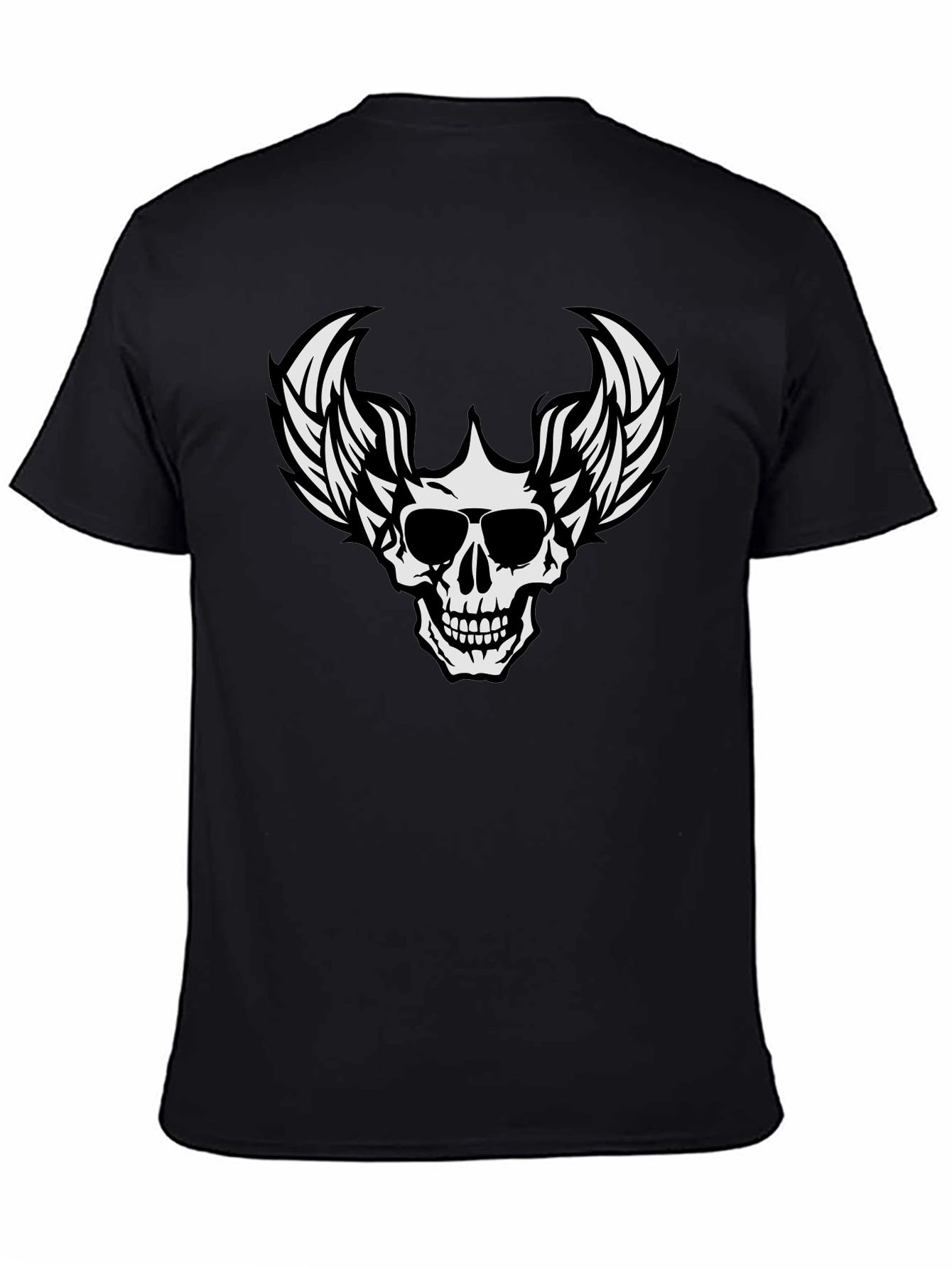 Black Skull Winged T-Shirt Graphic Tee