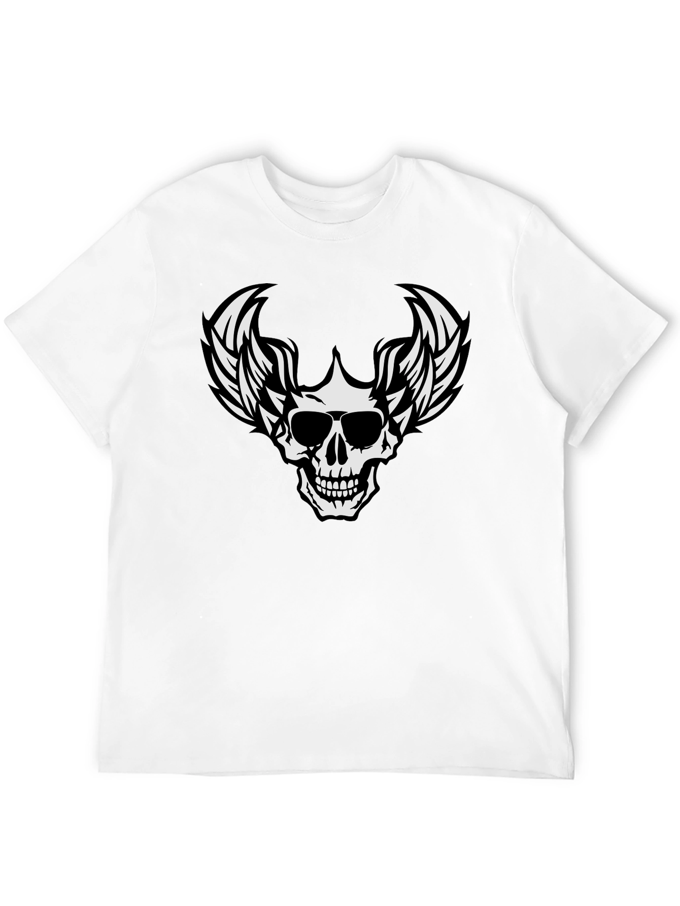 Black Skull Winged T-Shirt Graphic Tee