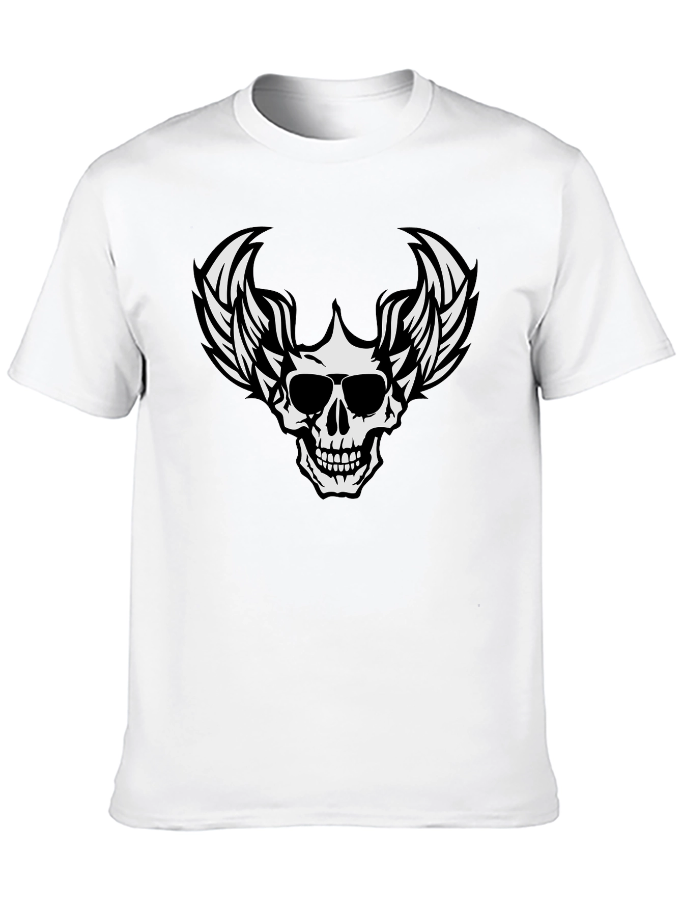 Black Skull Winged T-Shirt Graphic Tee