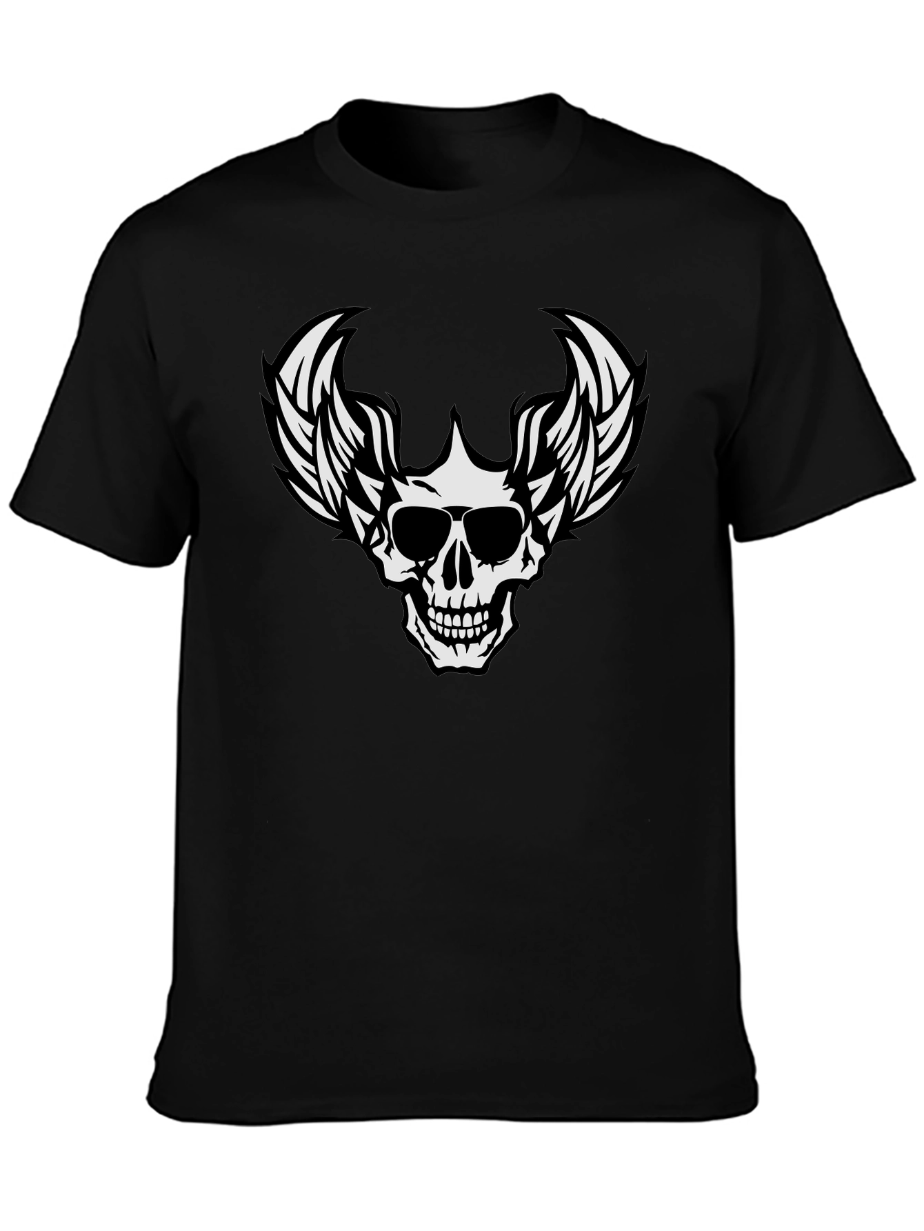 Black Skull Winged T-Shirt Graphic Tee